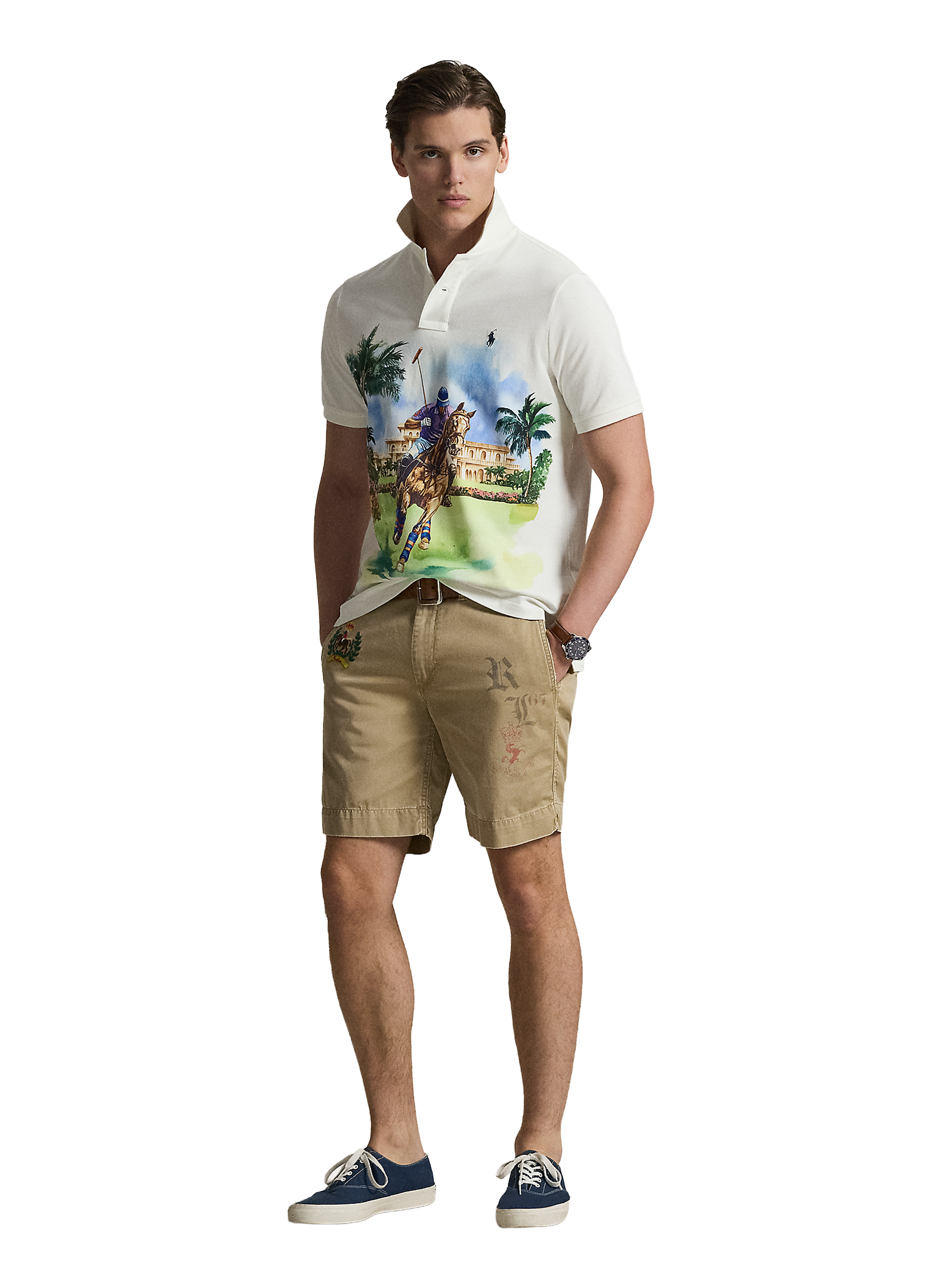 Polo imprimé à manches courtes en coton POLO RALPH LAUREN White