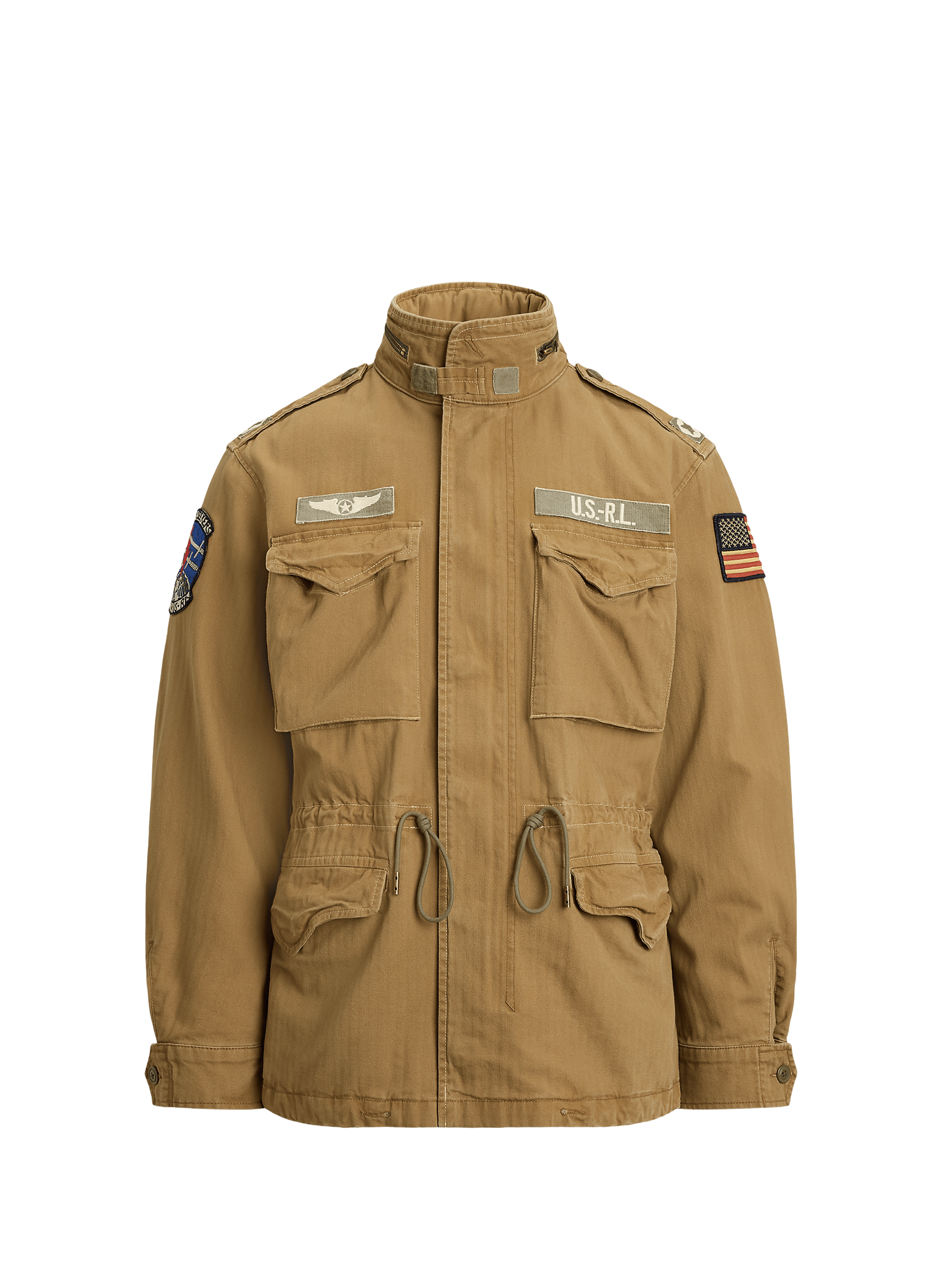 Blouson col montant droit à poches en coton POLO RALPH LAUREN Beige