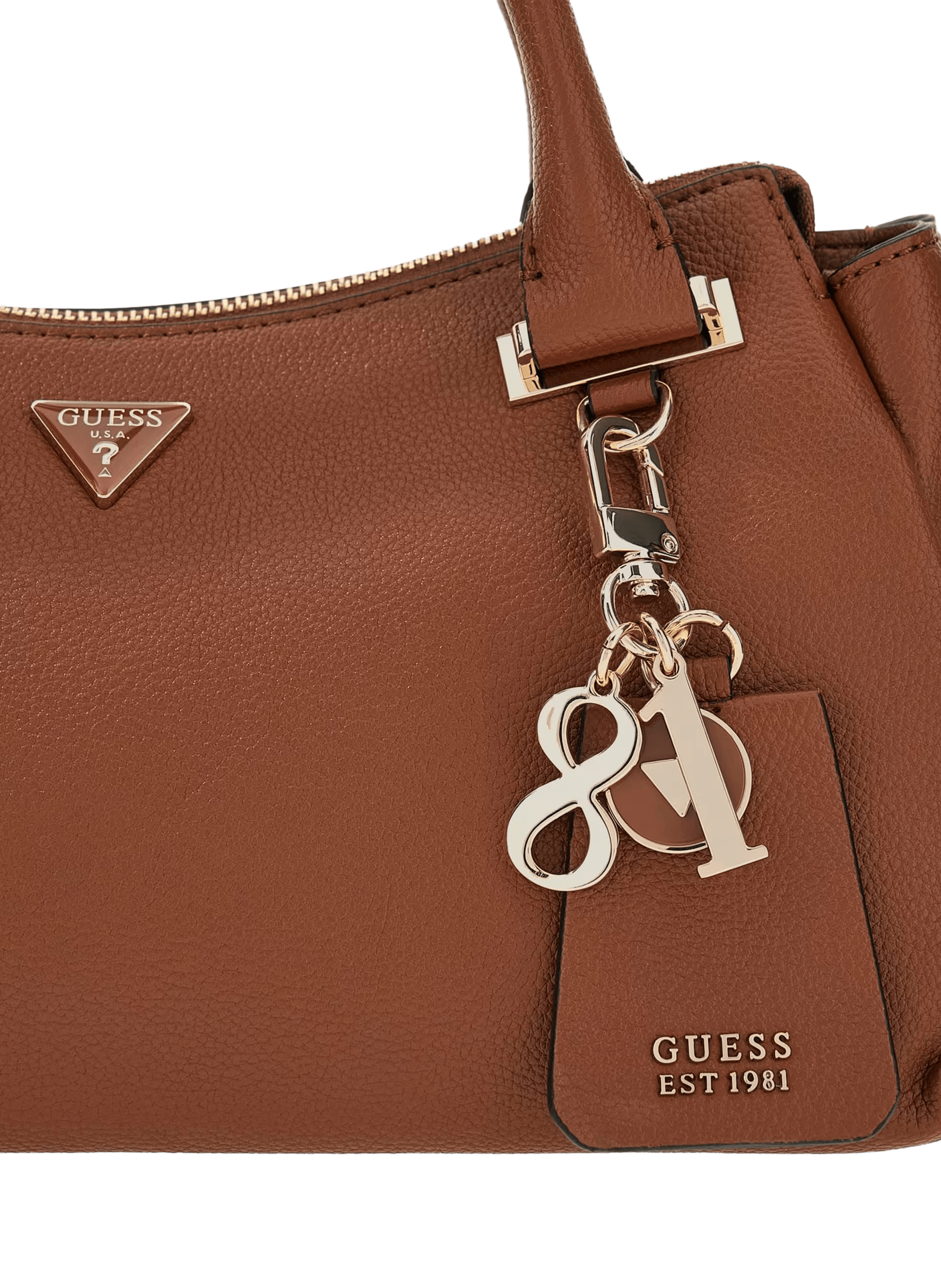 Sac à main avec charms effet cuir GUESS Marron