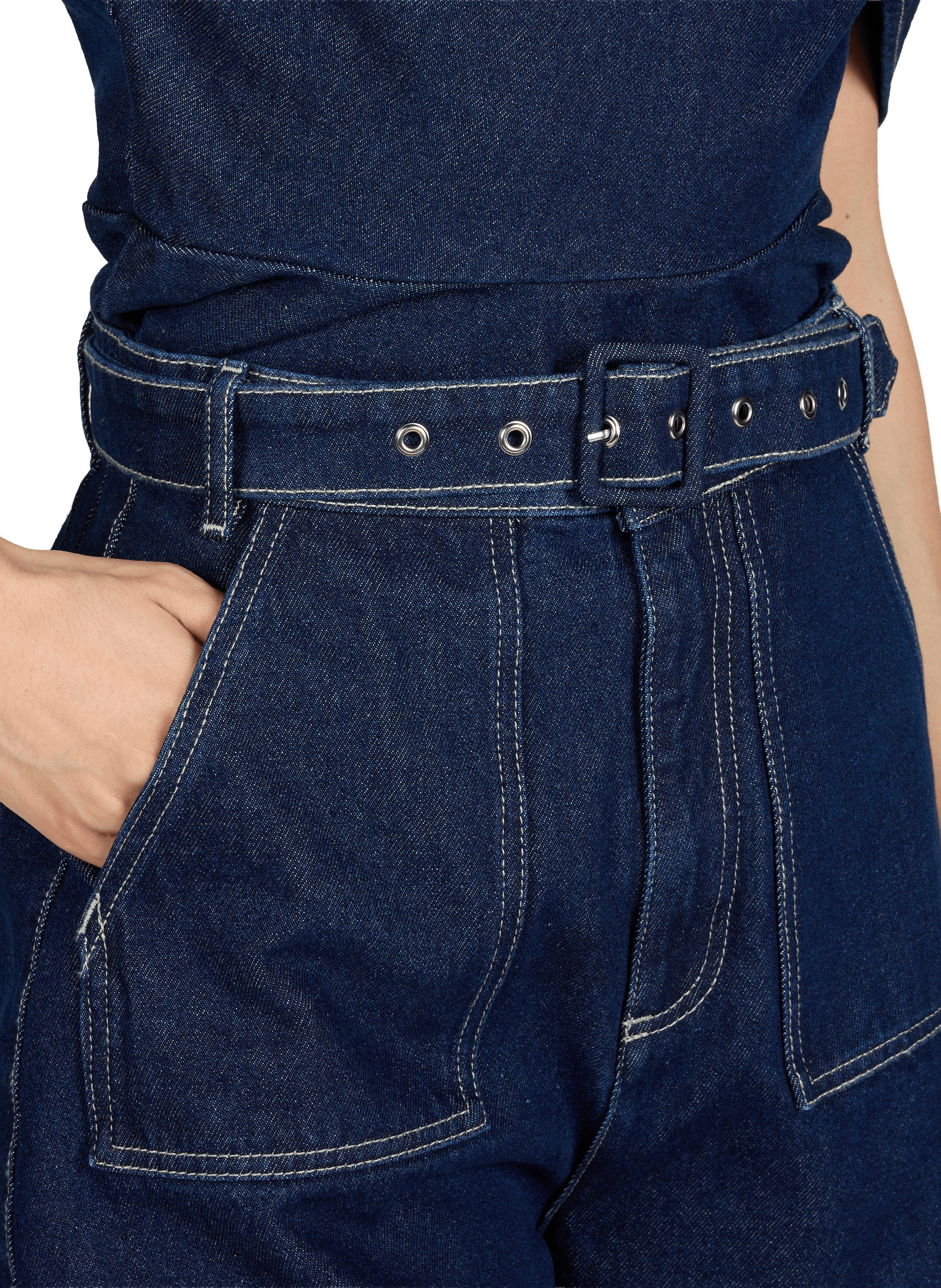 Short denim en coton MARQUES ALMEIDA Bleu