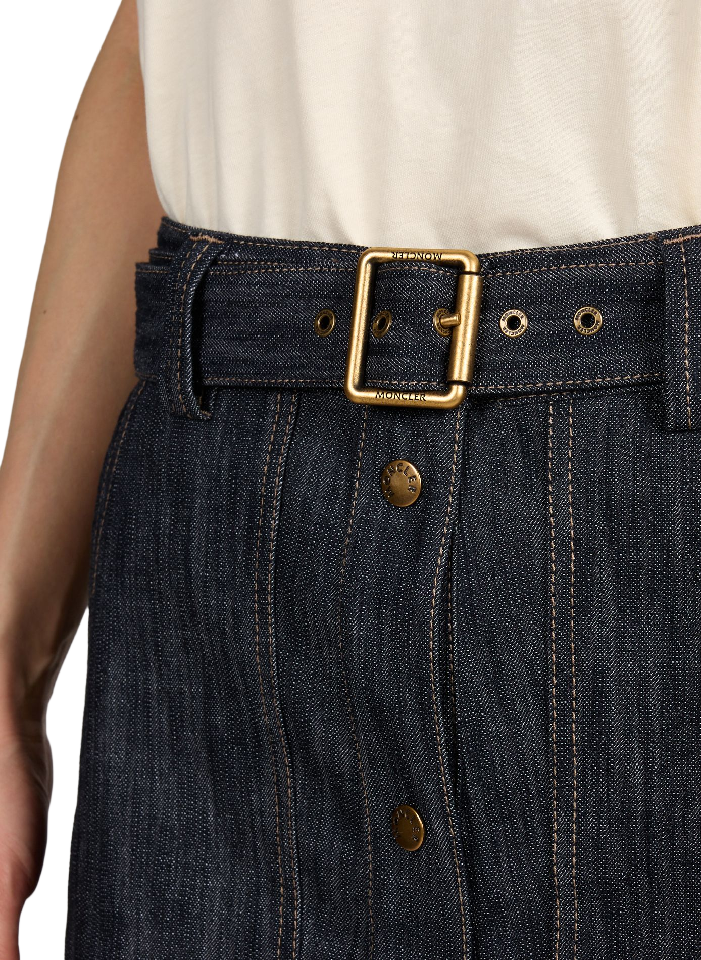 Jupe midi en denim MONCLER Bleu