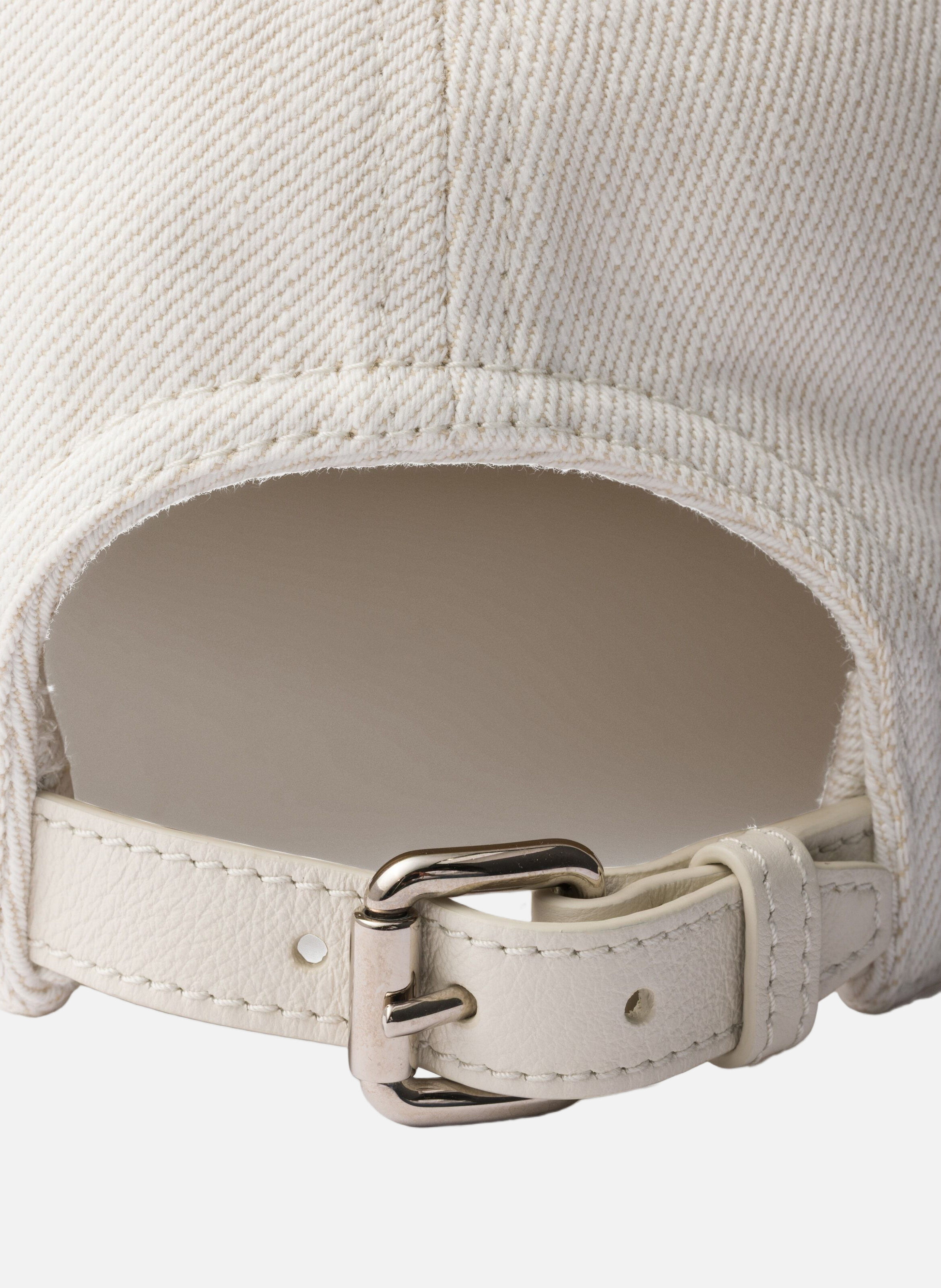 Casquette de baseball en denim PRADA Blanc