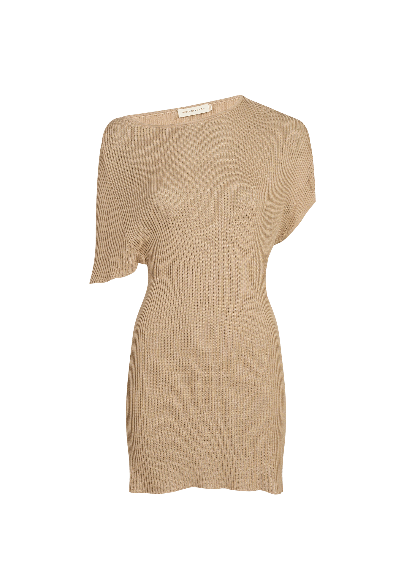 T-shirt with Memphis cape in ribbed knit VIKTORIA CHAN Beige