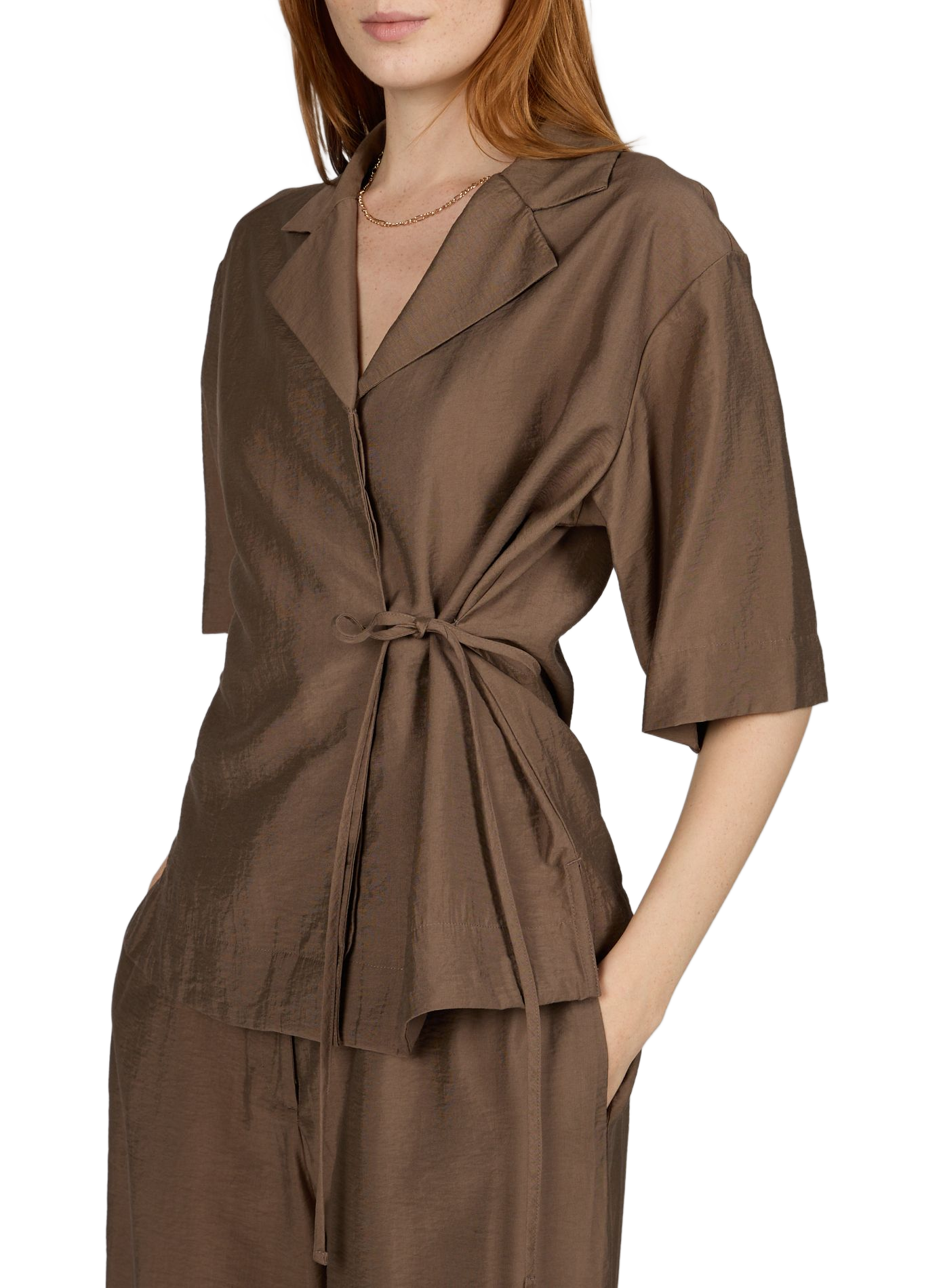 Short-sleeved Tabby shirt OBJECT Brown