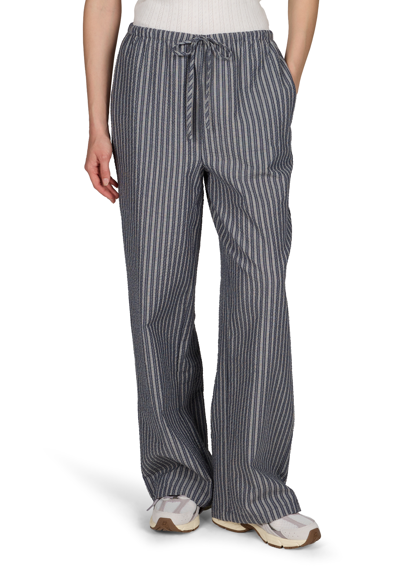 Pantalon droit à rayures en coton OBJECT Bleu