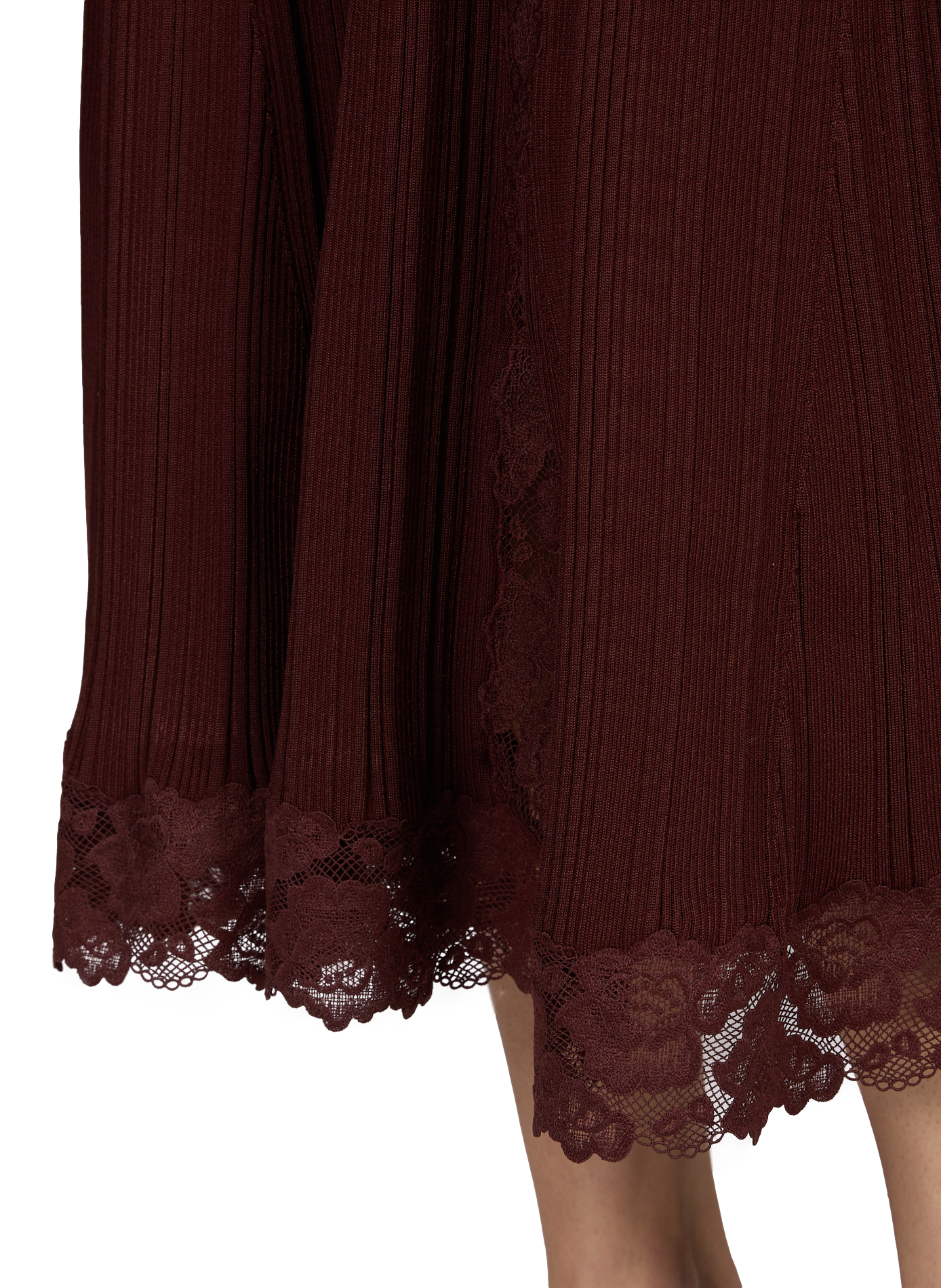 Knit and lace off-the-shoulder dress SELF PORTRAIT Red