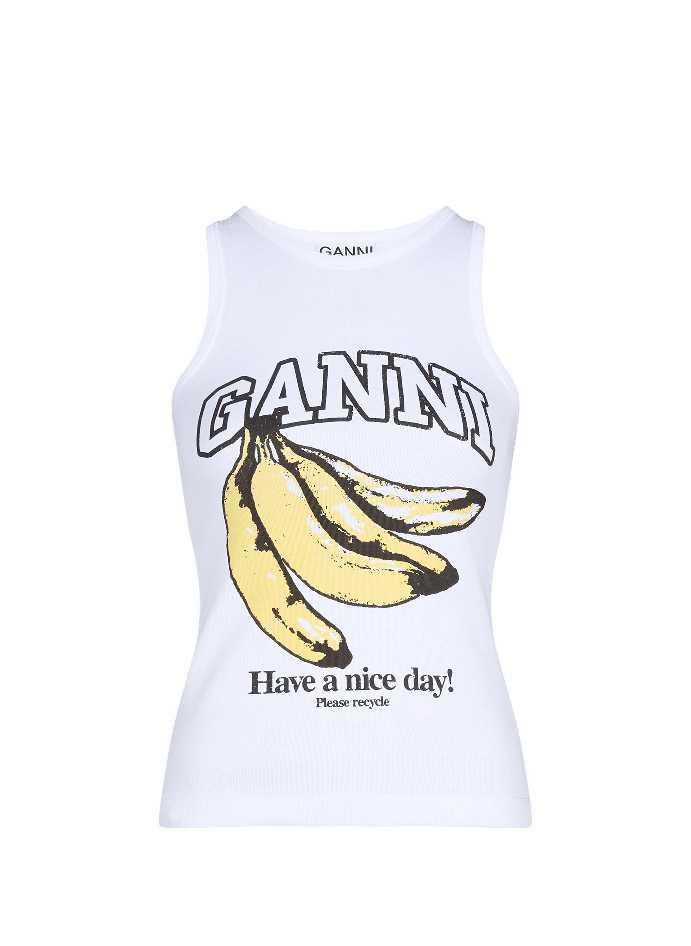 Débardeur à motif en coton GANNI Blanc