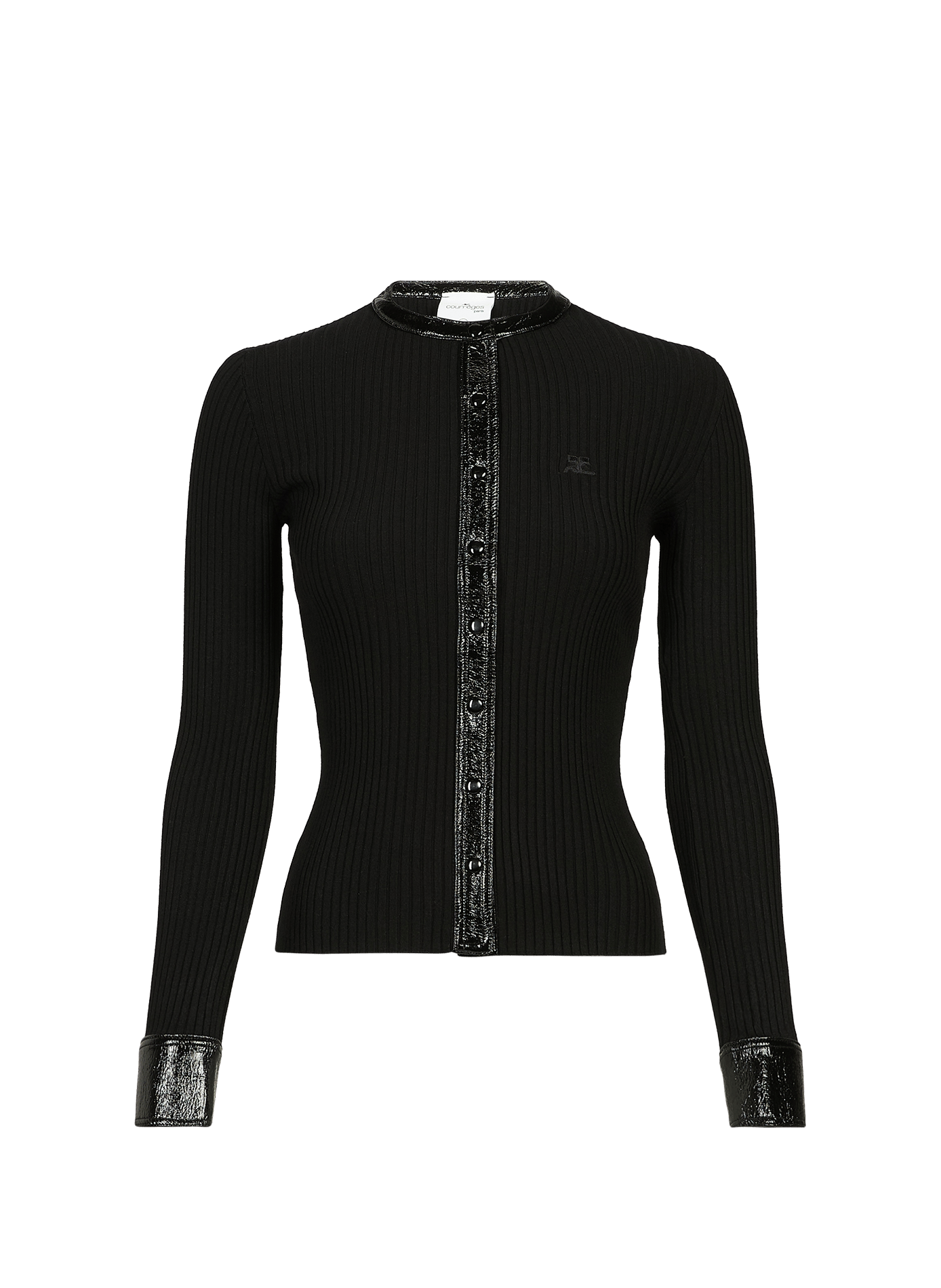 Gerippter Cardigan mit gesticktem Logo COURRÈGES Schwarz