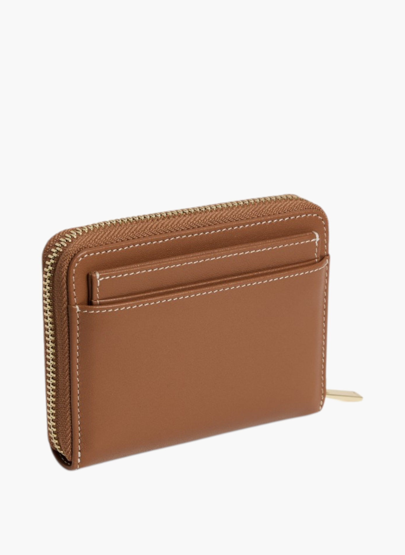 Porte monnaie zippé avec porte cartes amovible albertine en cuir lisse LE TANNEUR Marron
