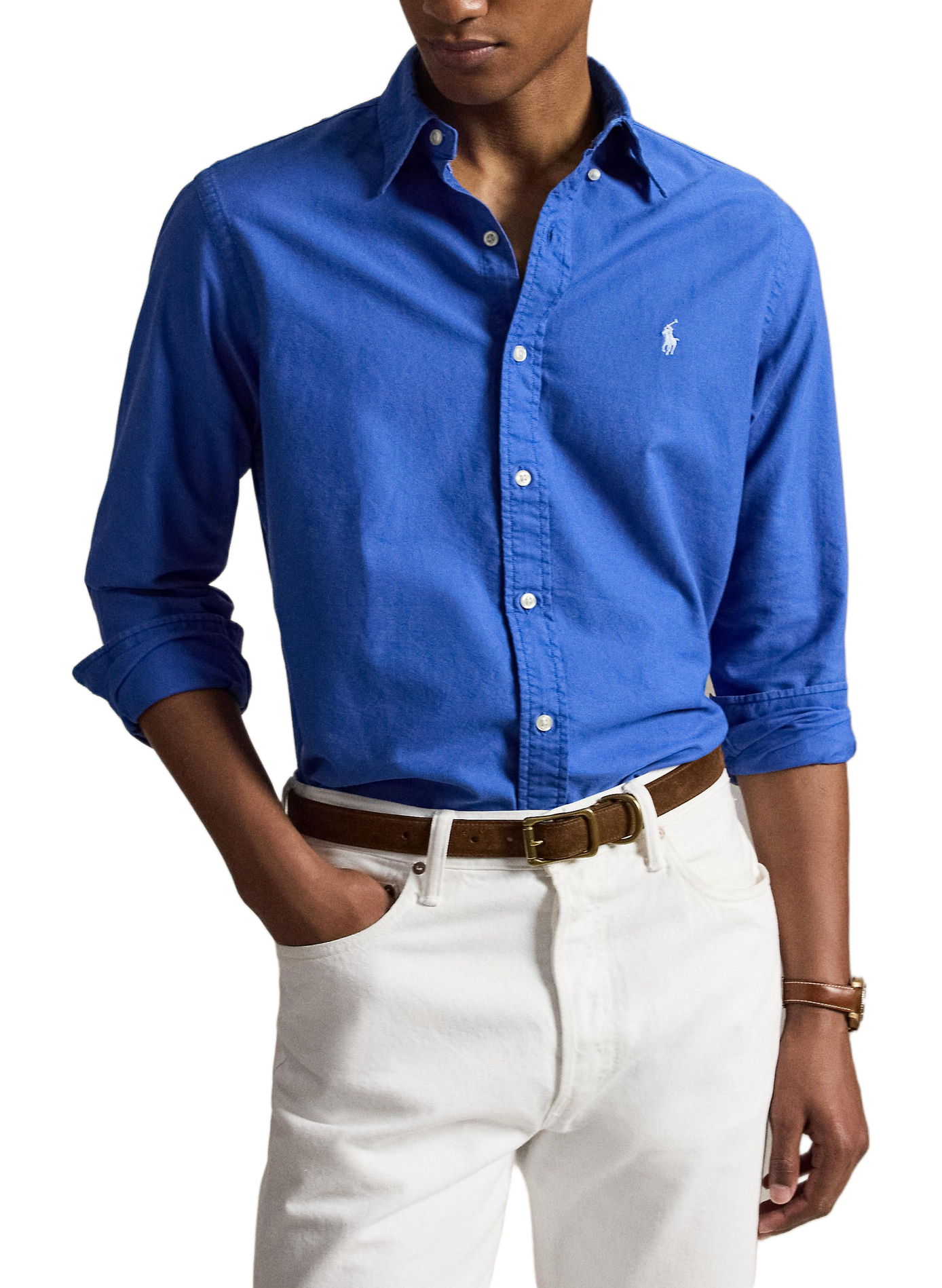 Chemise à manches longues en coton  | Bleu POLO RALPH LAUREN Homme