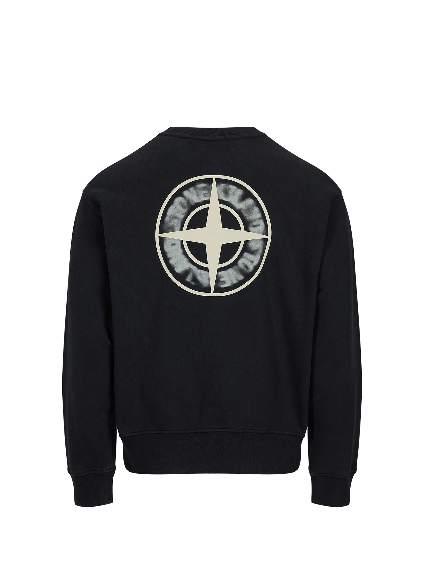 Gerade geschnittener Rundhalsausschnitt-Sweatshirt mit Baumwolldruck STONE ISLAND Schwarz