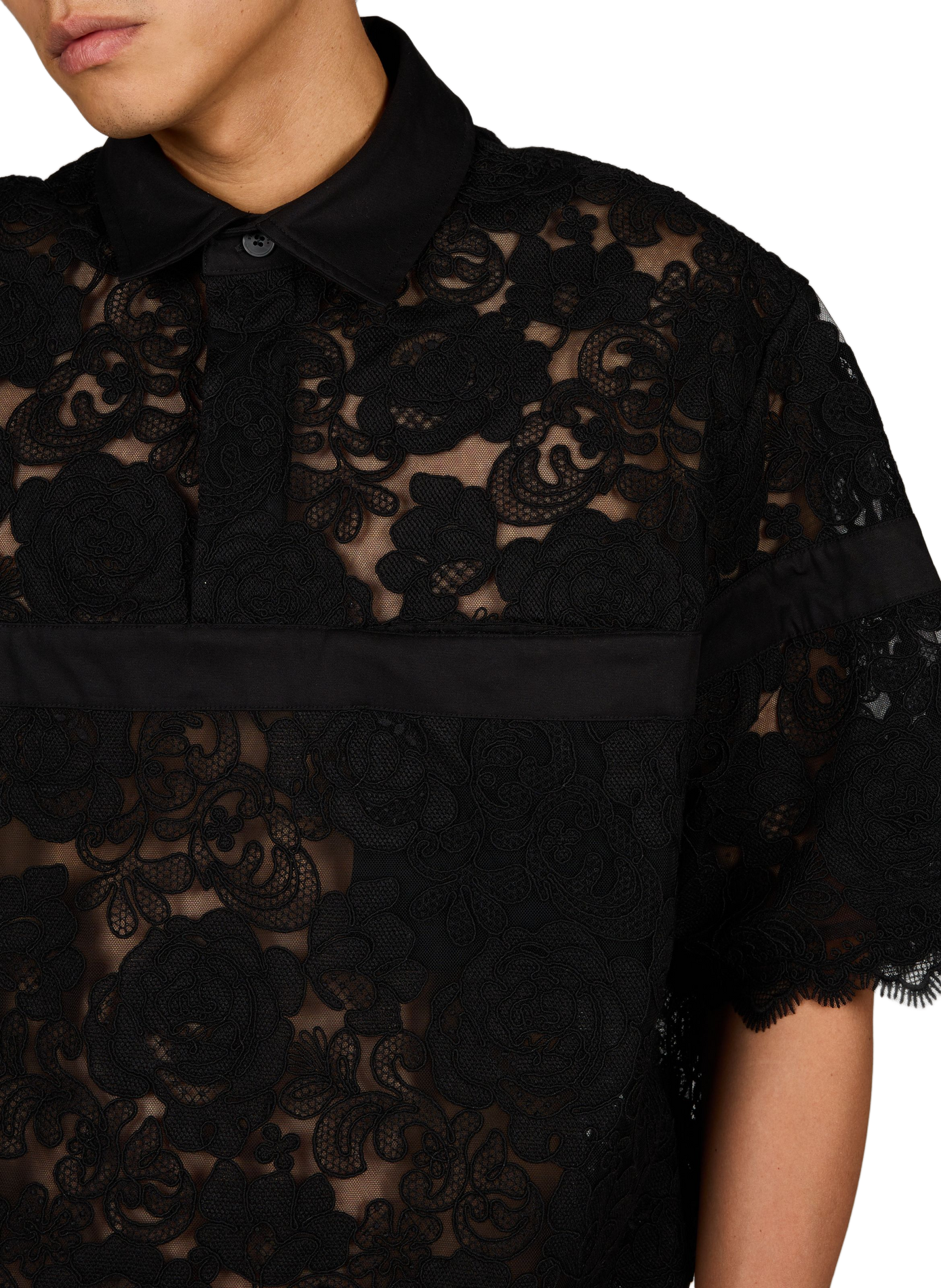 Straight lace polo SIMONE ROCHA Black