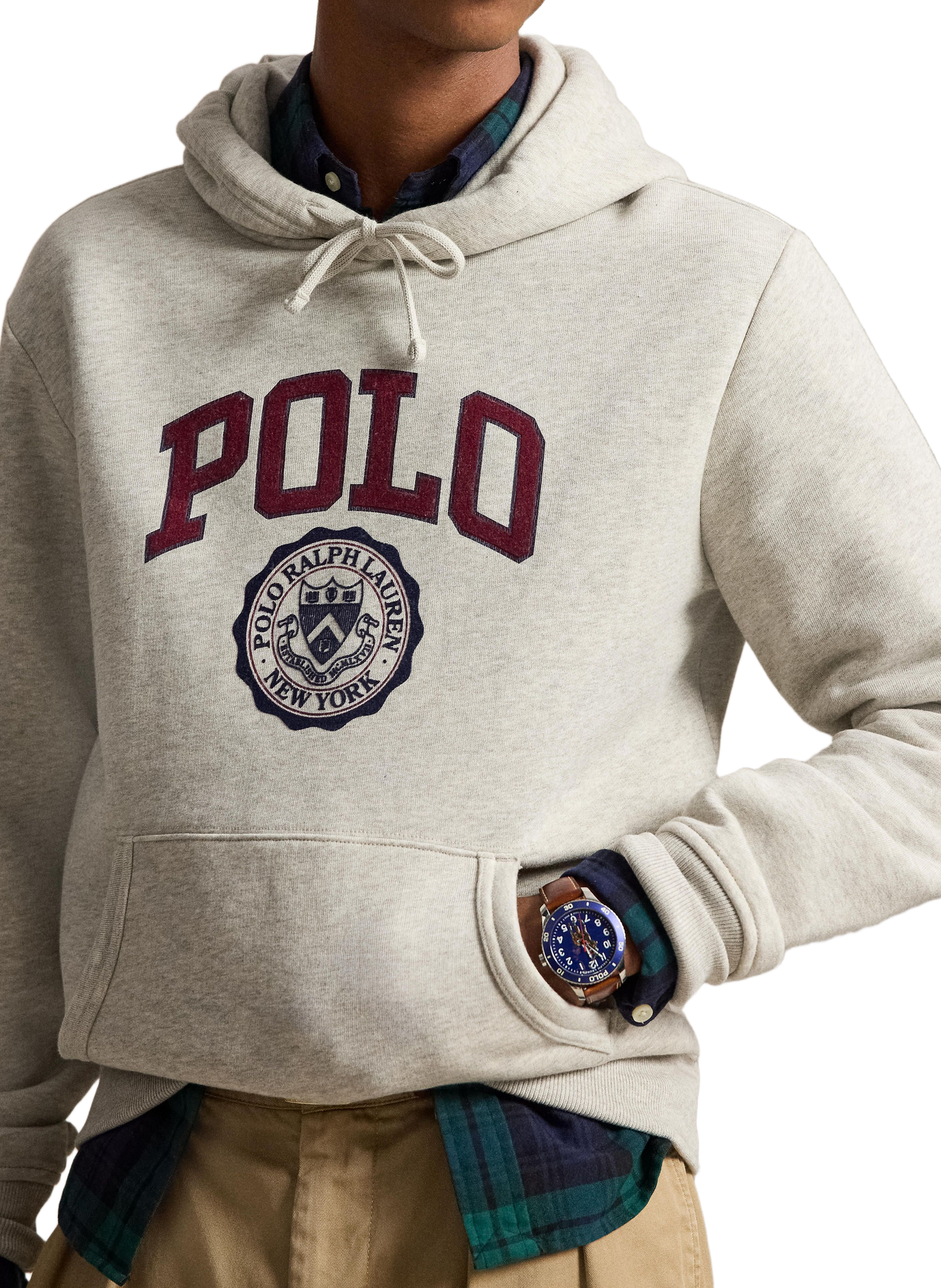 Sweat à capuche logo en coton mélangé POLO RALPH LAUREN Gris
