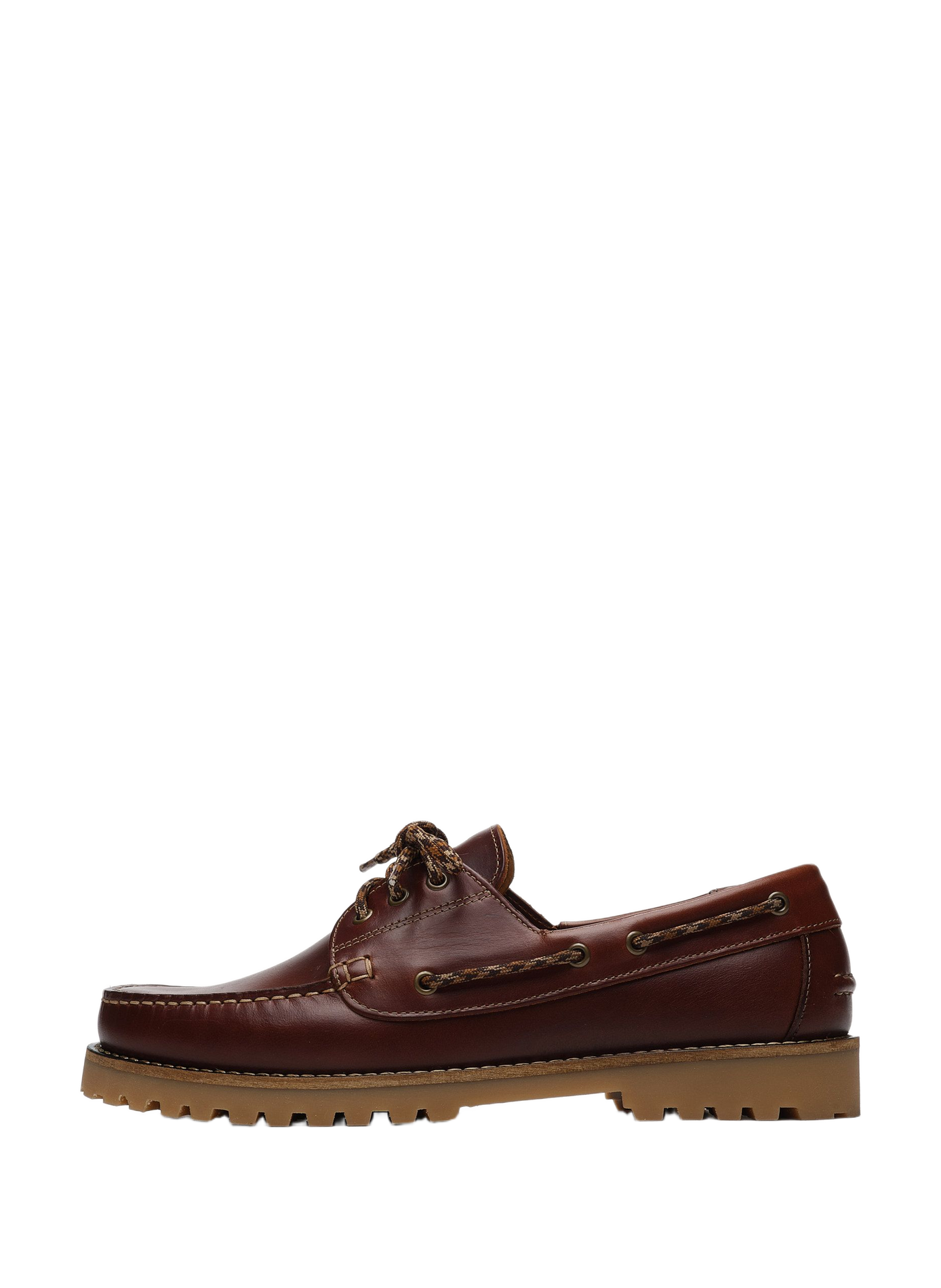 Larch leather lace-up boat shoes FAGUO Brown