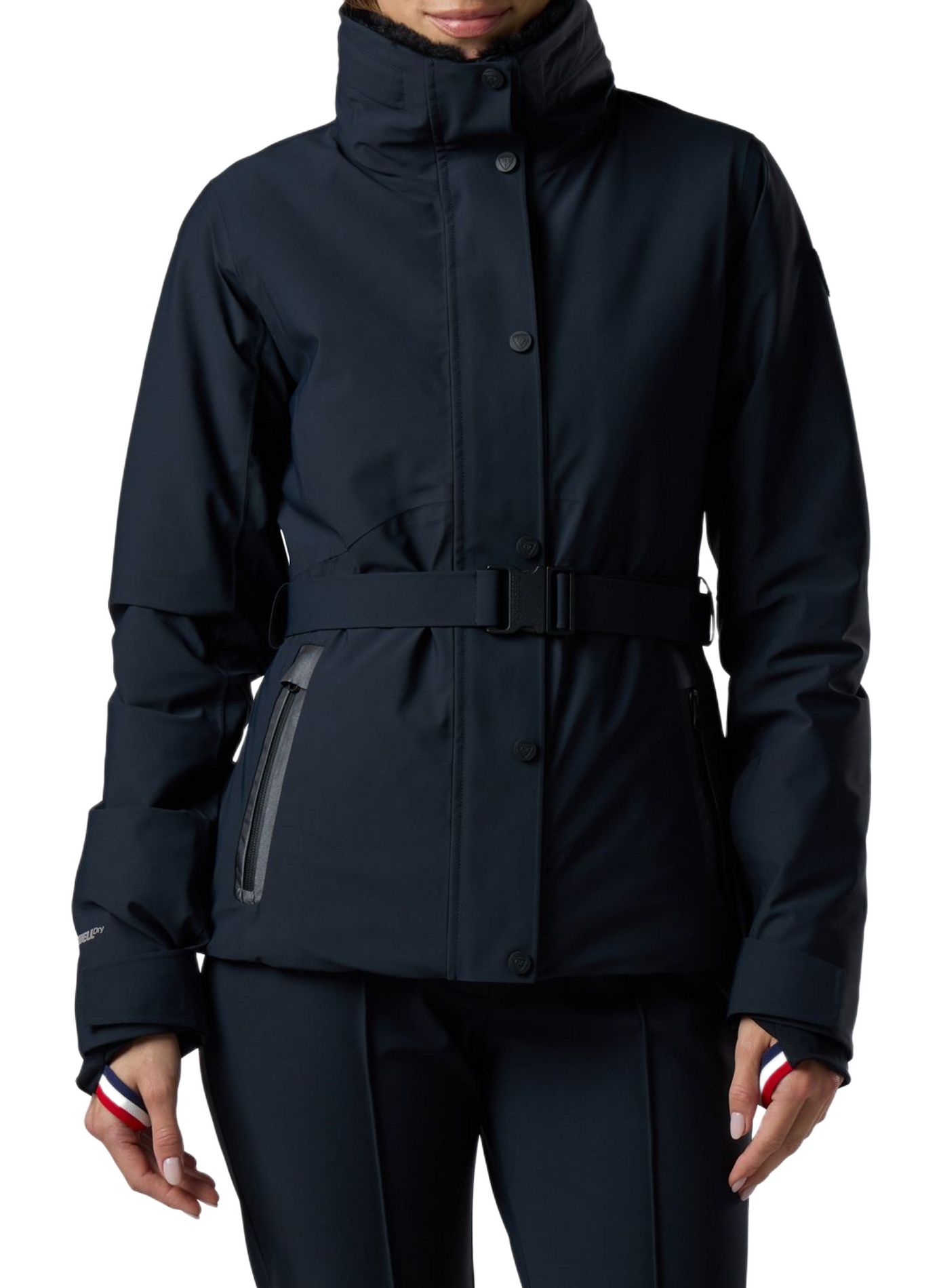 Snowdazzle ski jacket with a belted stand collar ROSSIGNOL Black