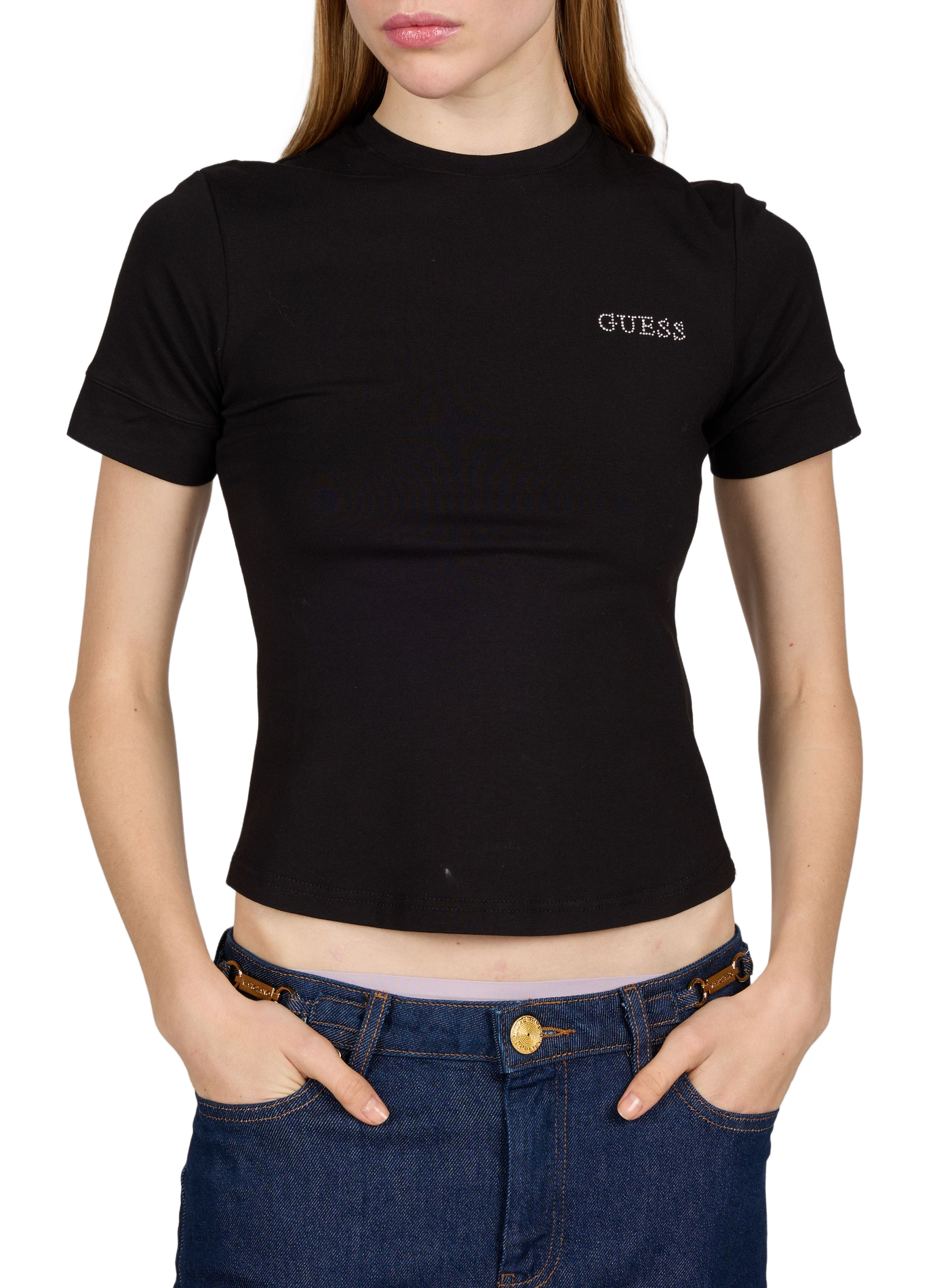 V-neck blouse in a cotton blend GUESS Black