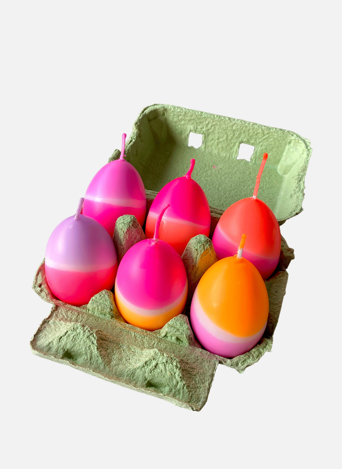 Set of six egg-shaped candles PINK STORIES