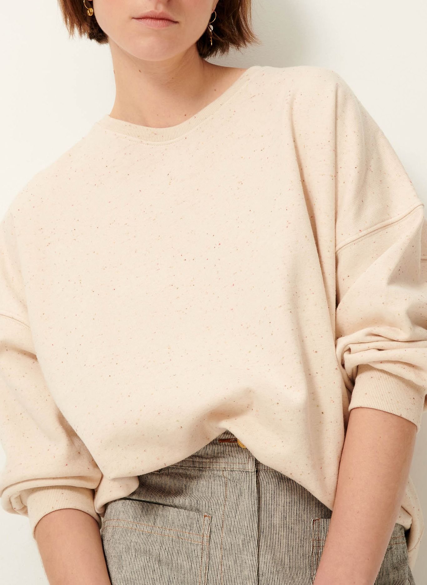 Sweat col rond oversize en coton mélangé chebbi SESSUN Beige
