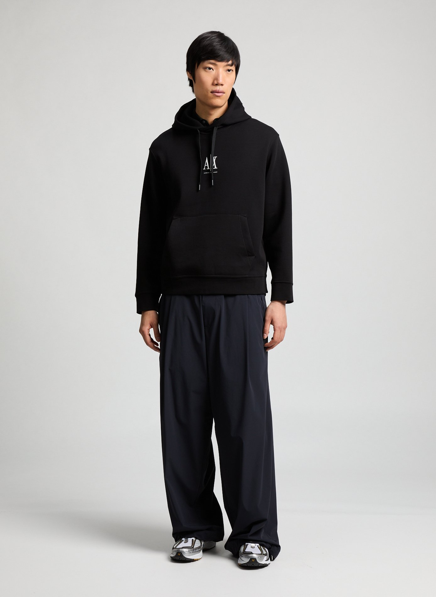Oversized embroidered hoodie sweatshirt ARMANI EXCHANGE Black
