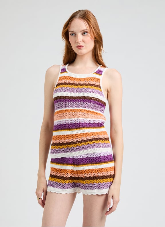 Débardeur à maille rayée en coton Multicolore by SUNCOO SUNCOO Débardeur à maille rayée en coton Multicolore