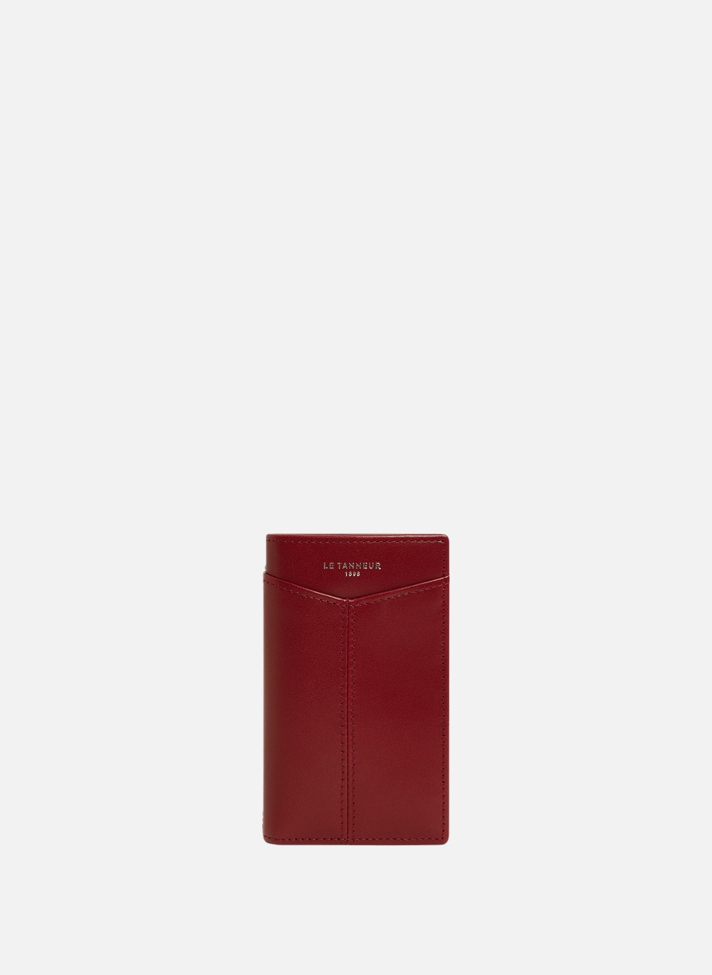 Porte cartes vertical charlotte en cuir lisse LE TANNEUR Rouge