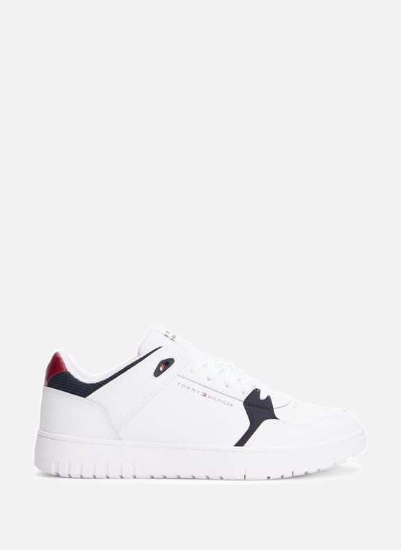 Chaussures de basket multitextures crantées avec cuir Blanc by TOMMY HILFIGER TOMMY HILFIGER Chaussures de basket multitextures crantées avec cuir Blanc