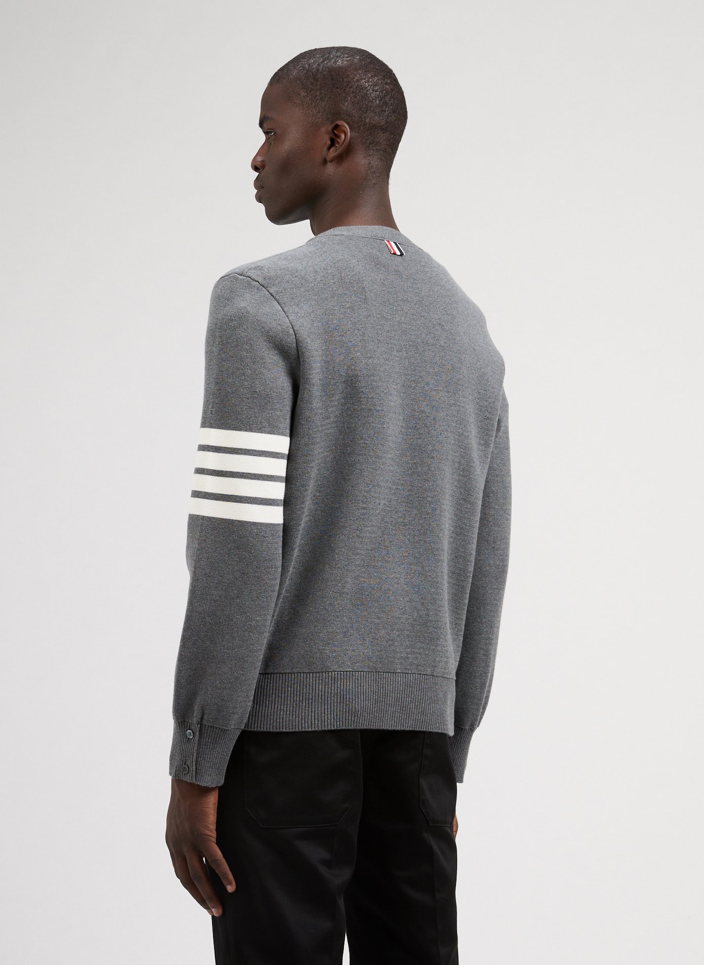 Milano Stitch 4-bar cotton Cardigan THOM BROWNE Grey