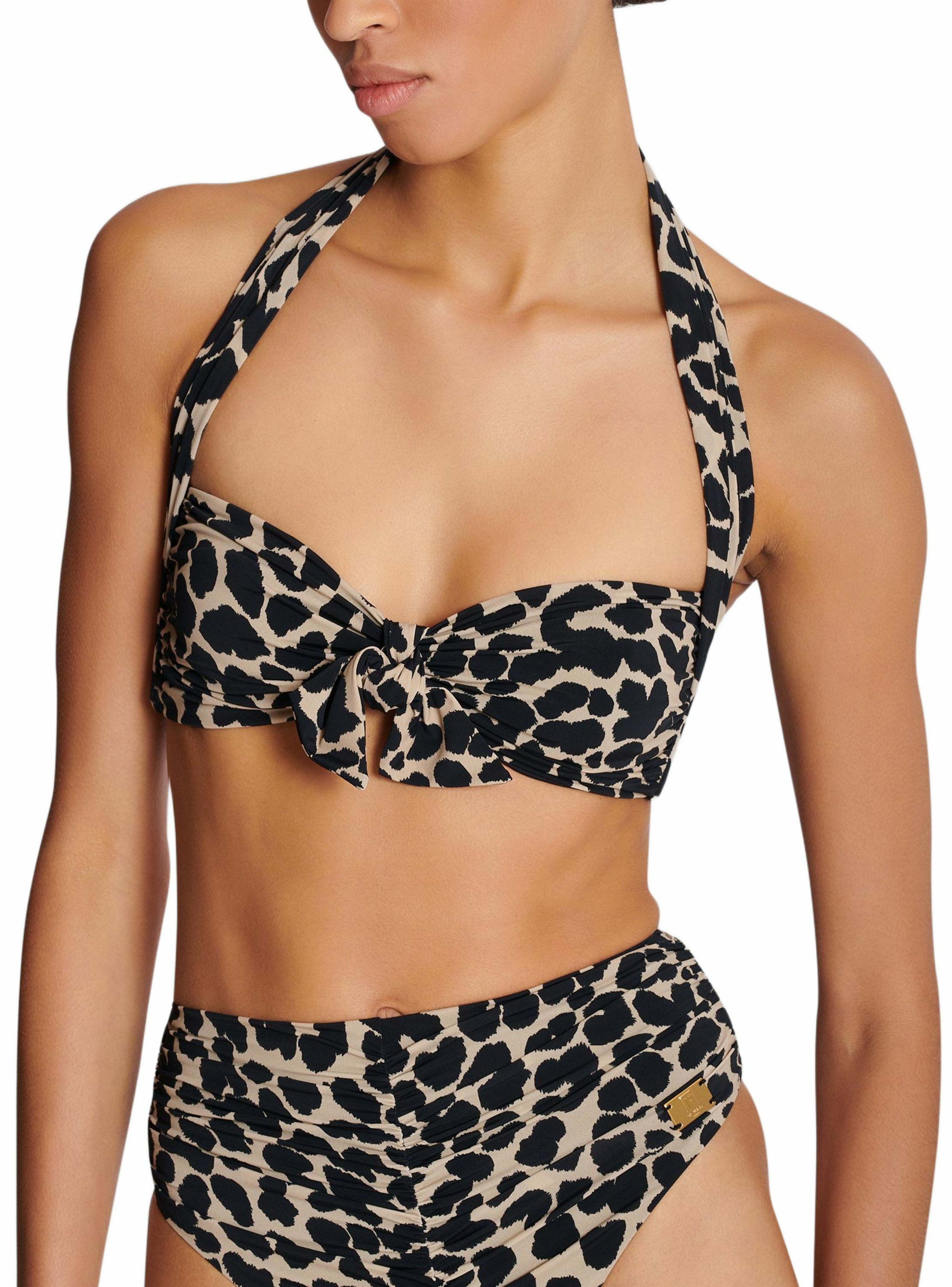 Maillot de bain deux pièces imprimé motif léopard BALMAIN Multicolore