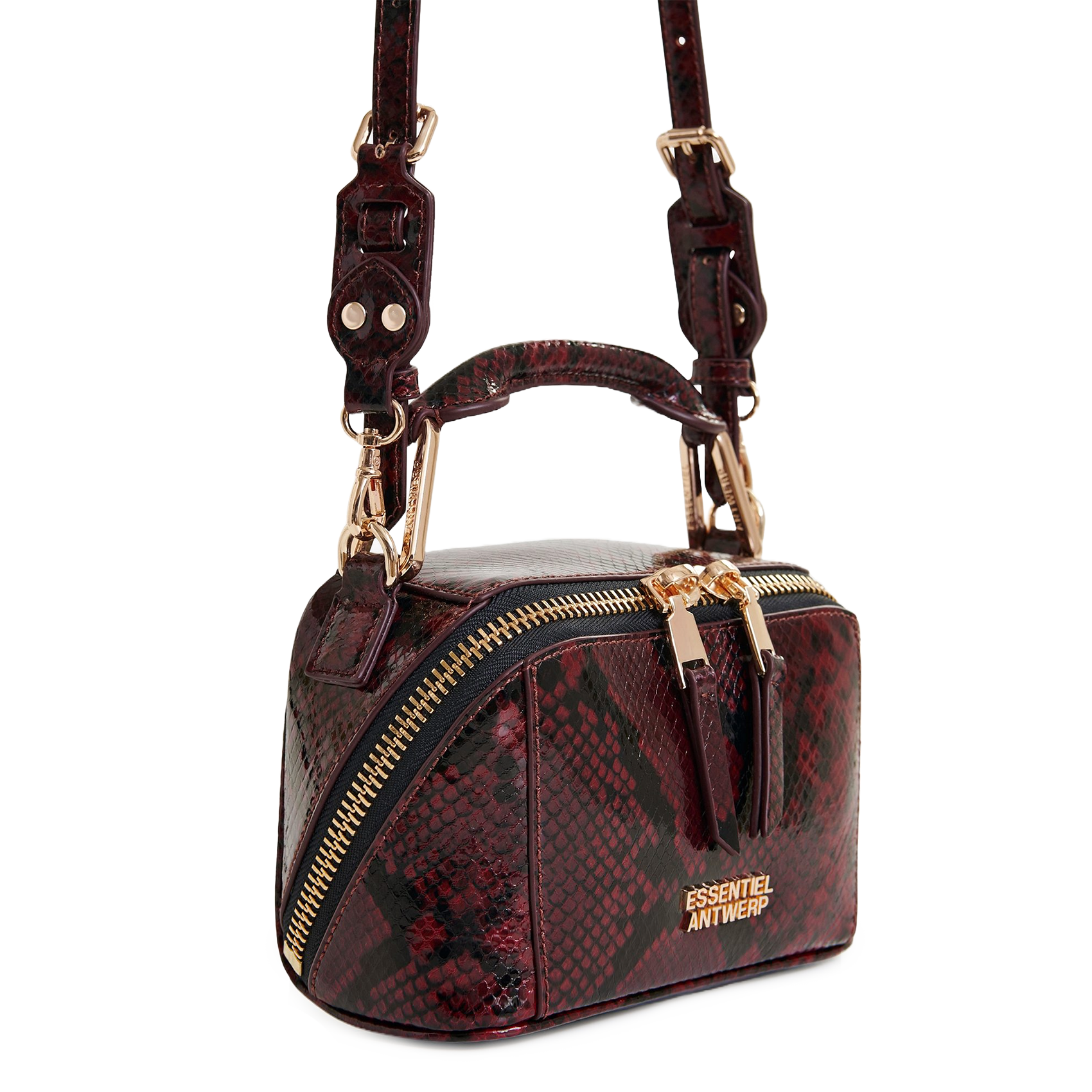 Sac bandoulière en cuir imprimé irona ESSENTIEL ANTWERP Rouge