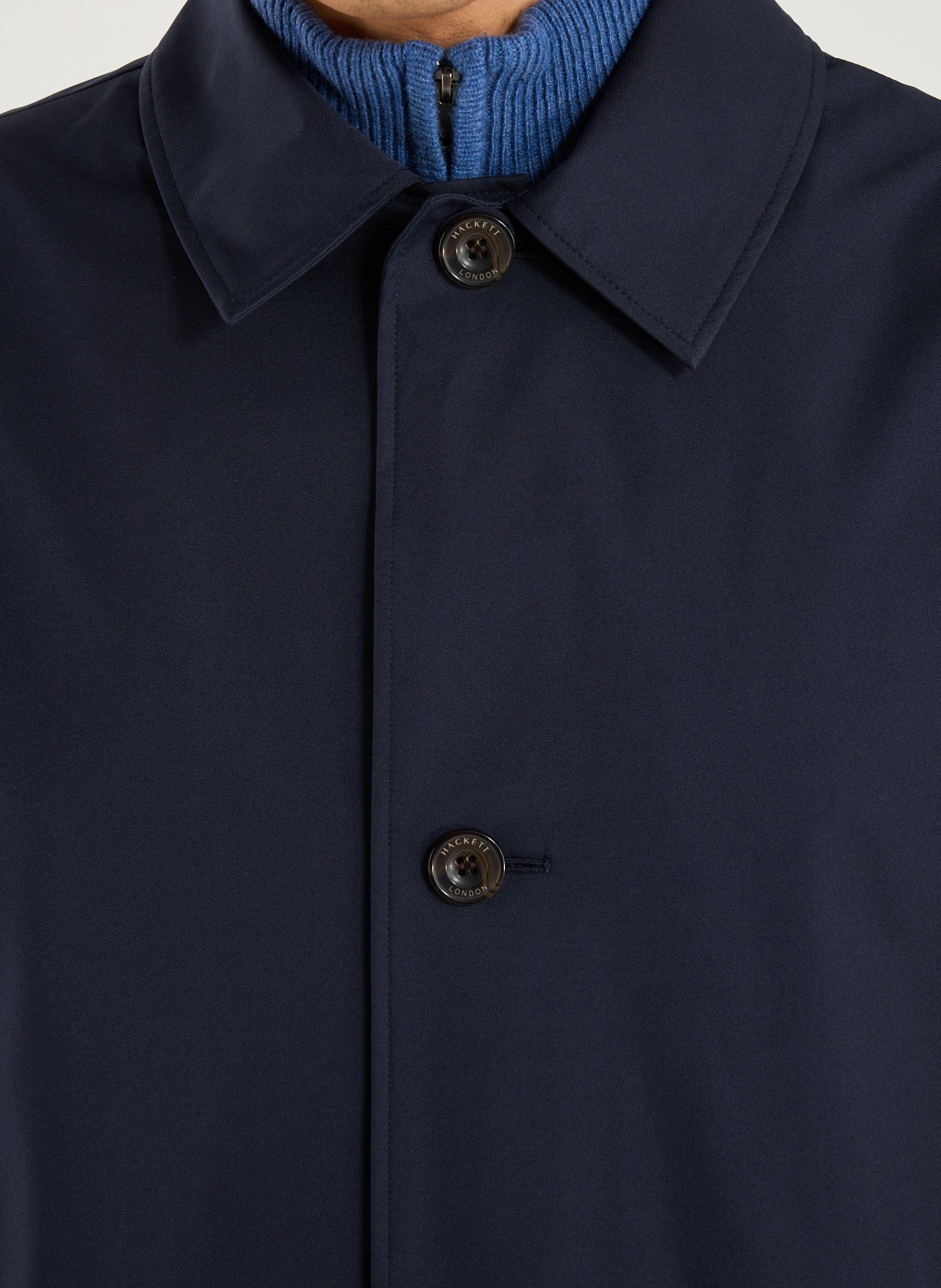 Mid-length straight cotton parka HACKETT Blue