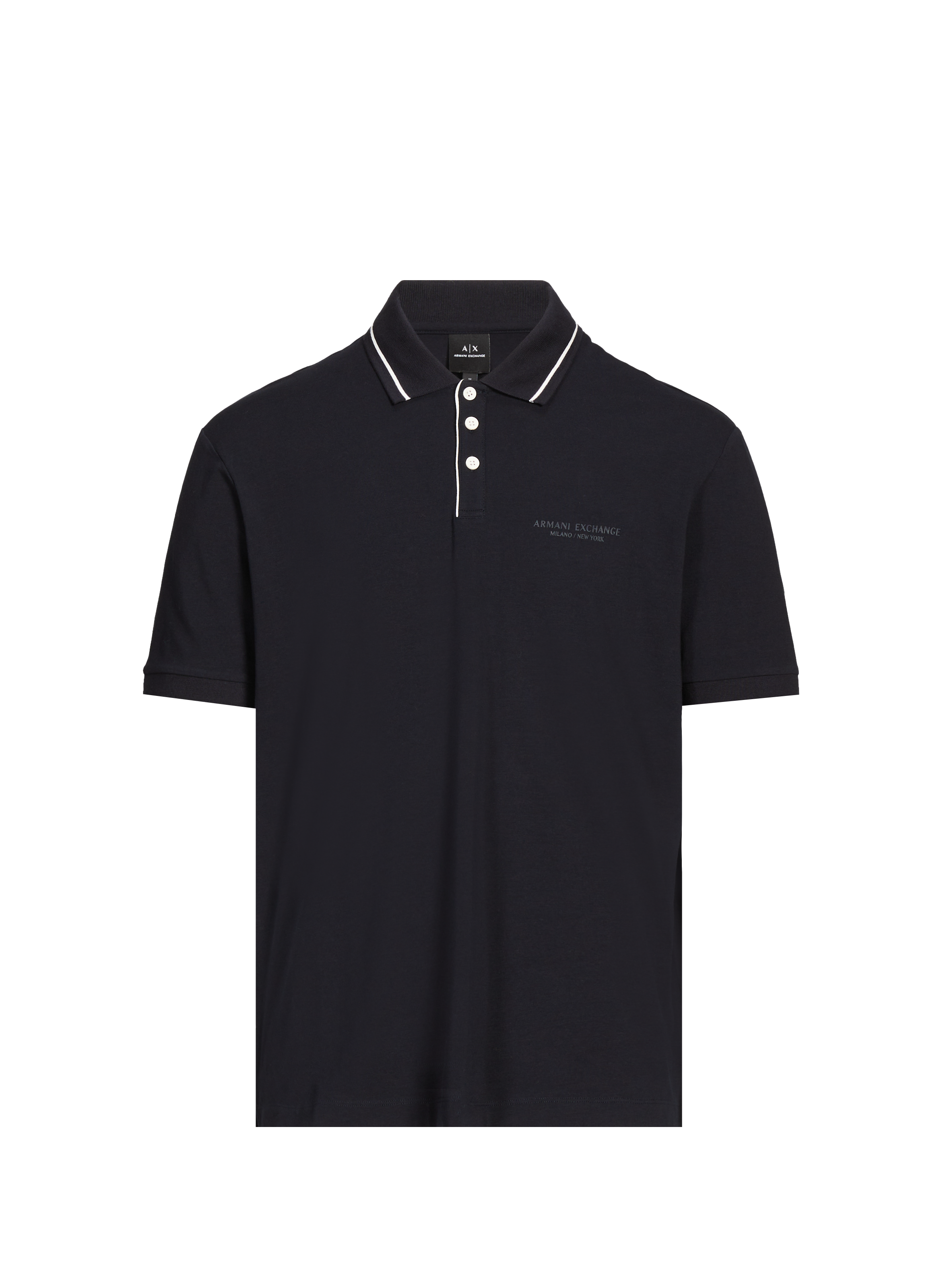 ARMANI EXCHANGE Polo uni en coton mélangé Bleu