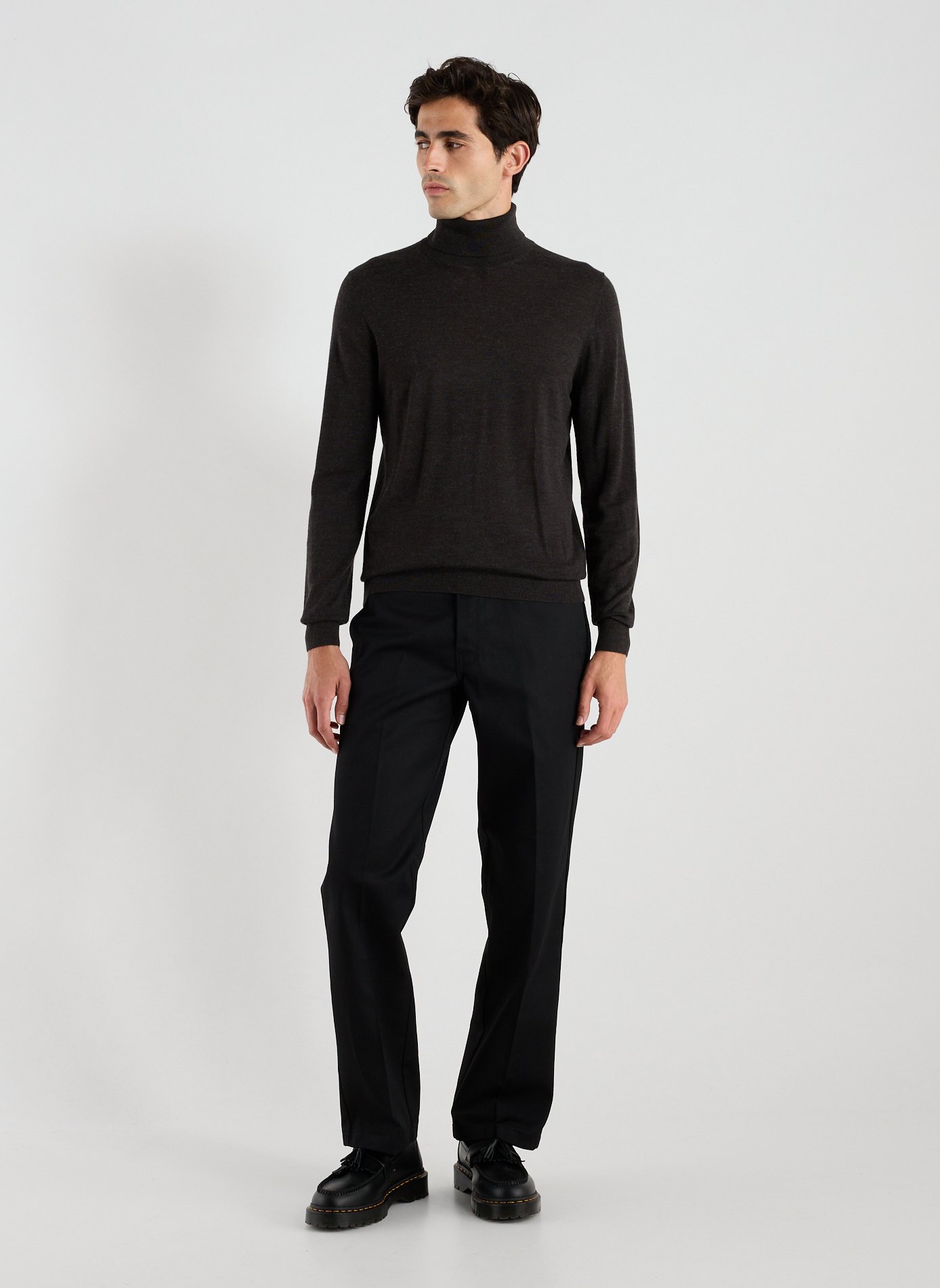 Merino wool and silk turtleneck jumper HACKETT Brown