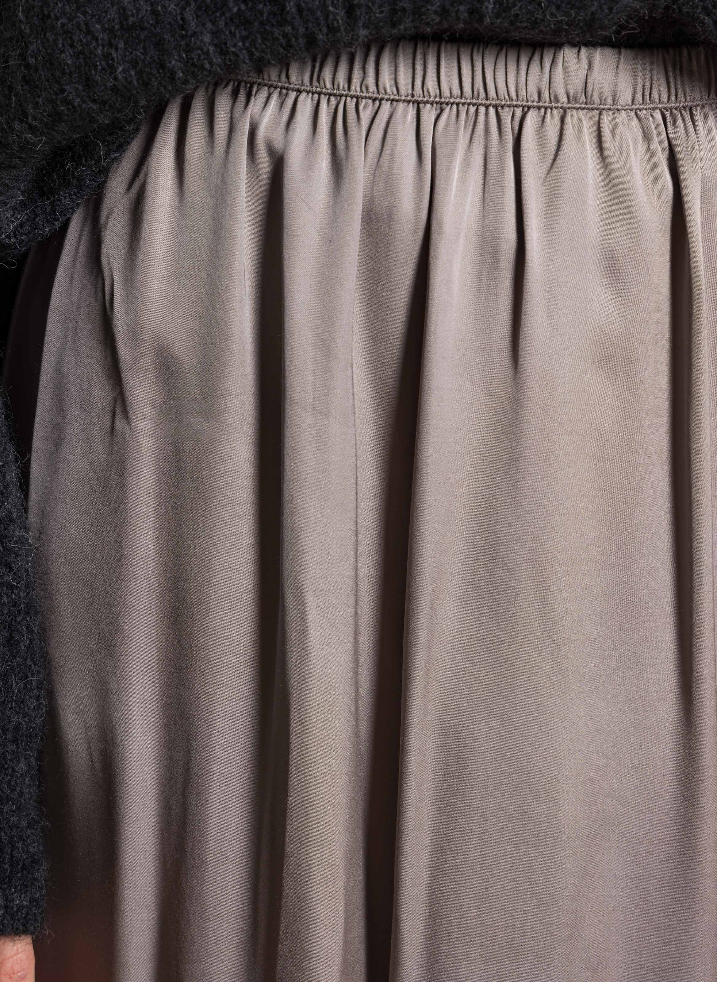 Jupe longue fluide élastiquée unie bovalow AMERICAN VINTAGE Marron