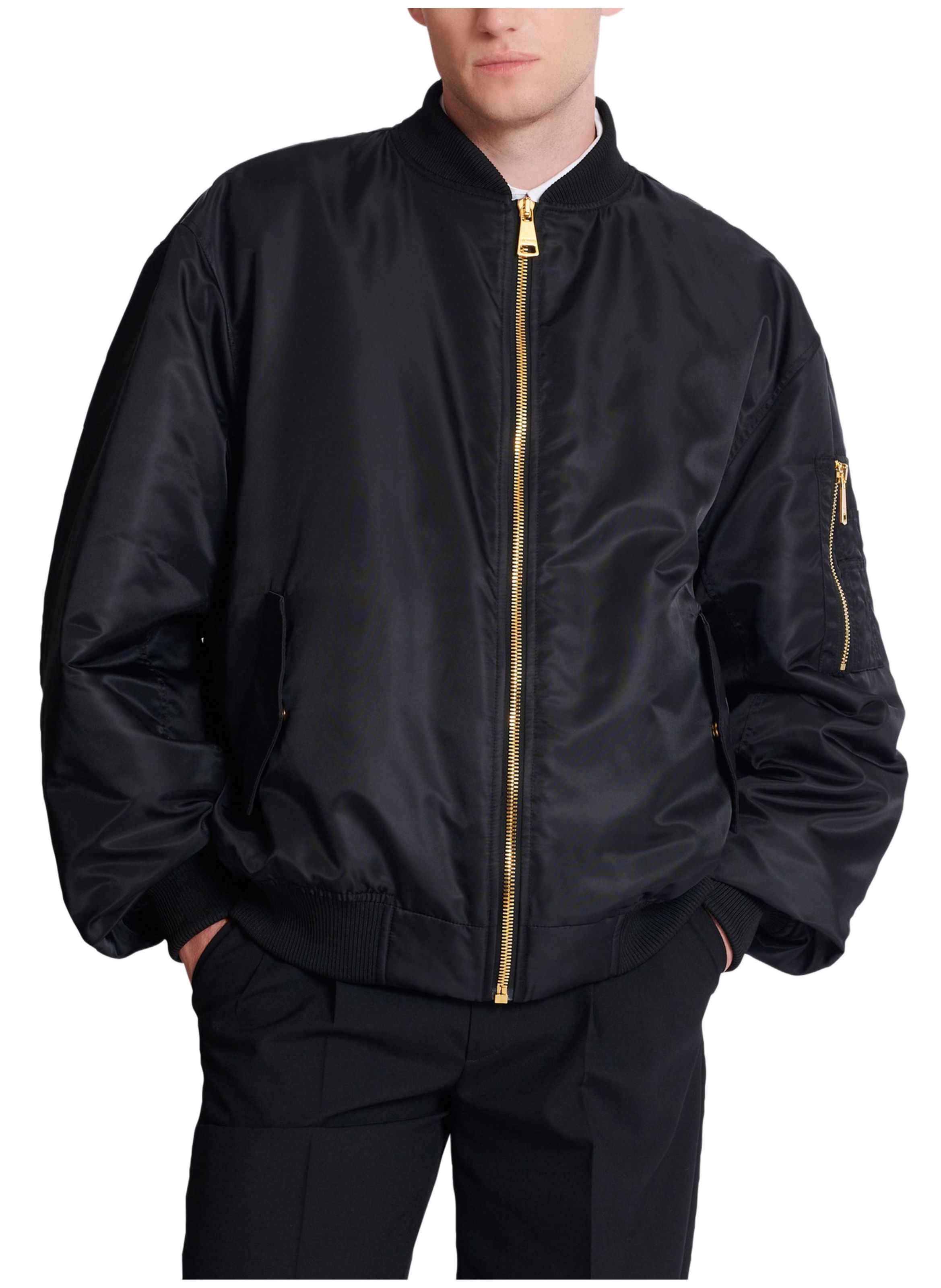 Bomber en nylon à imprimé BALMAIN Noir