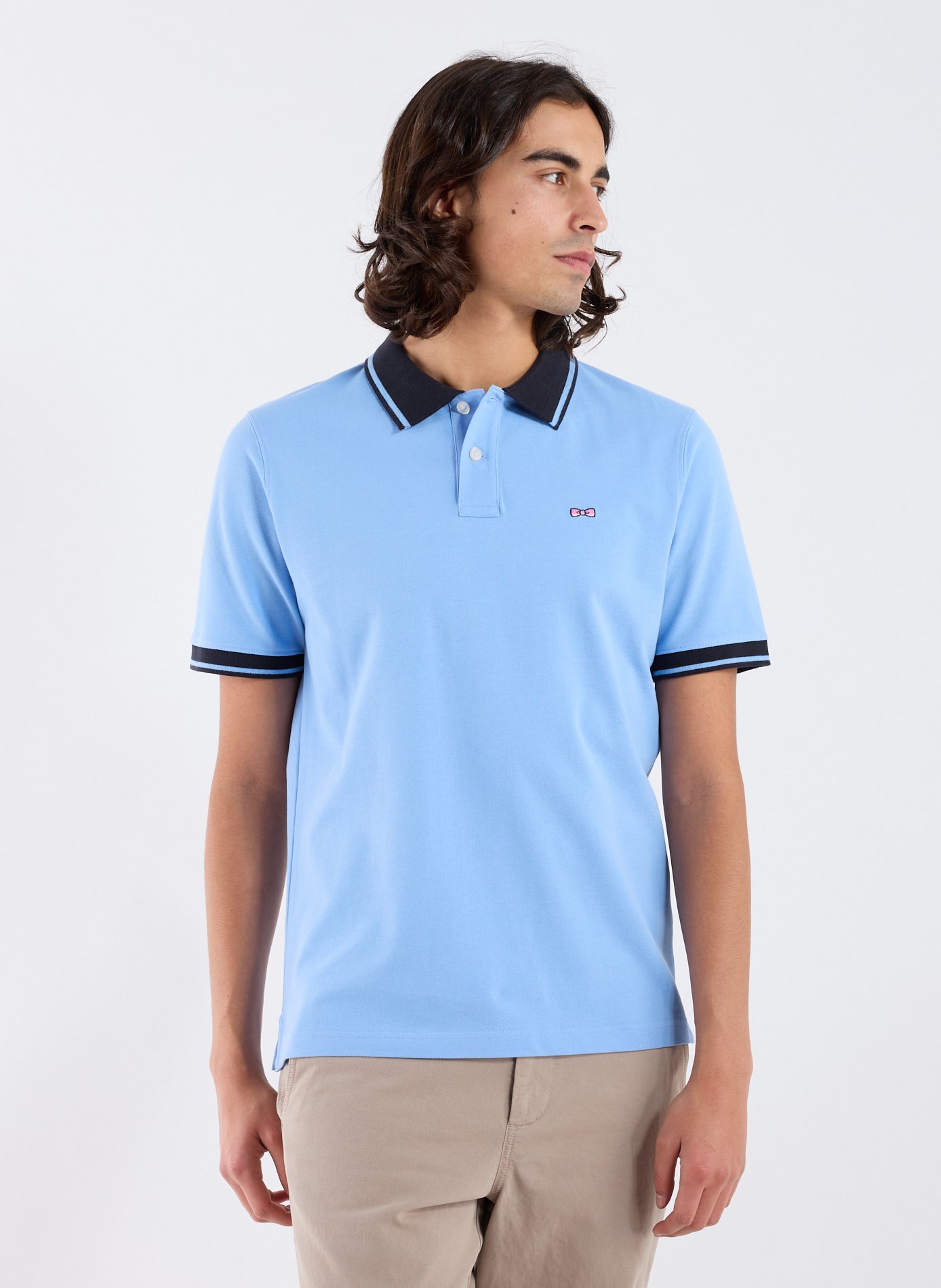 Short-sleeved cotton polo shirt EDEN PARK Blue