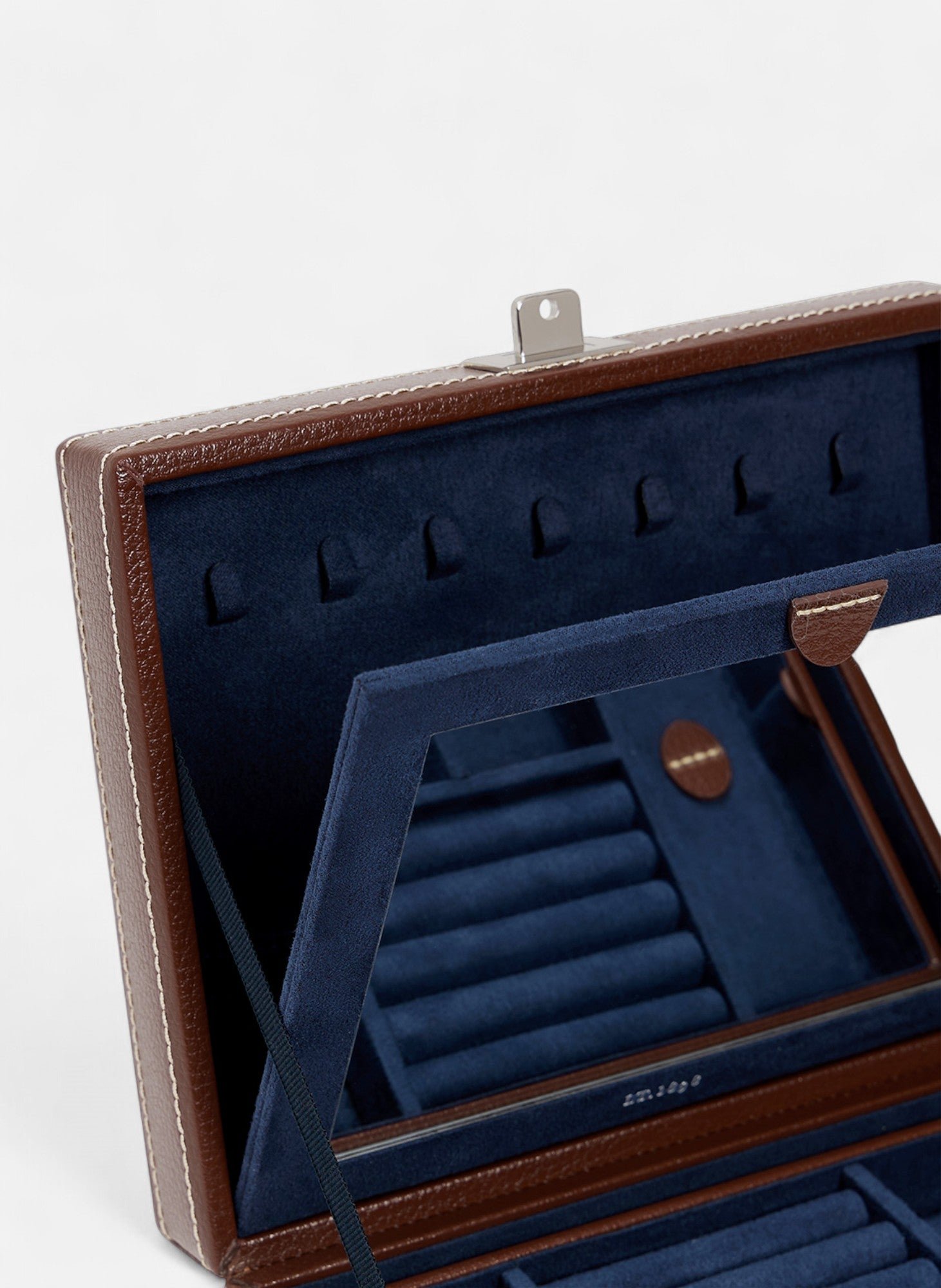 Boîte à bijoux moyen modèle en cuir LE TANNEUR Marron