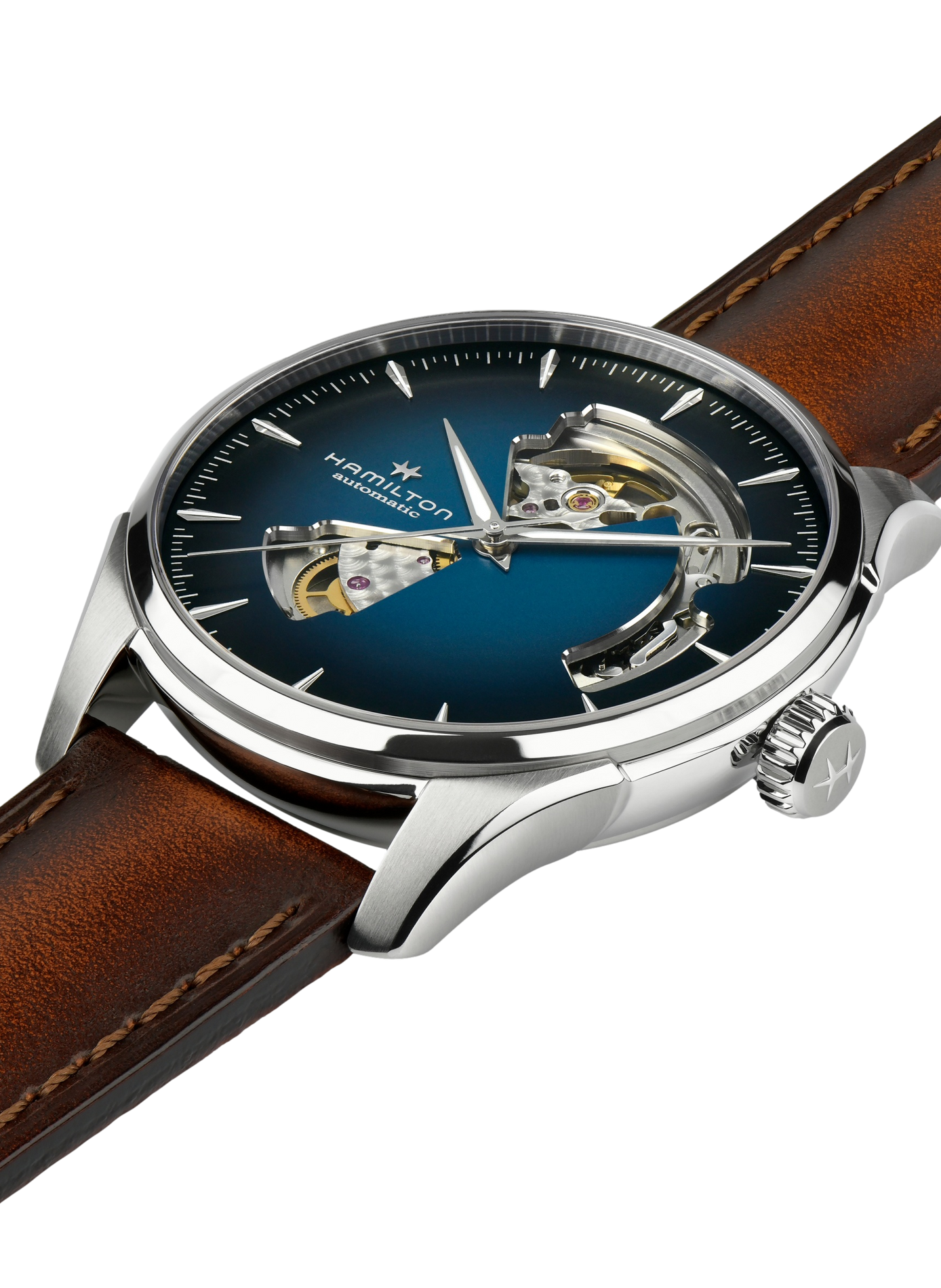 Montre automatique bracelet en cuir HAMILTON Argent