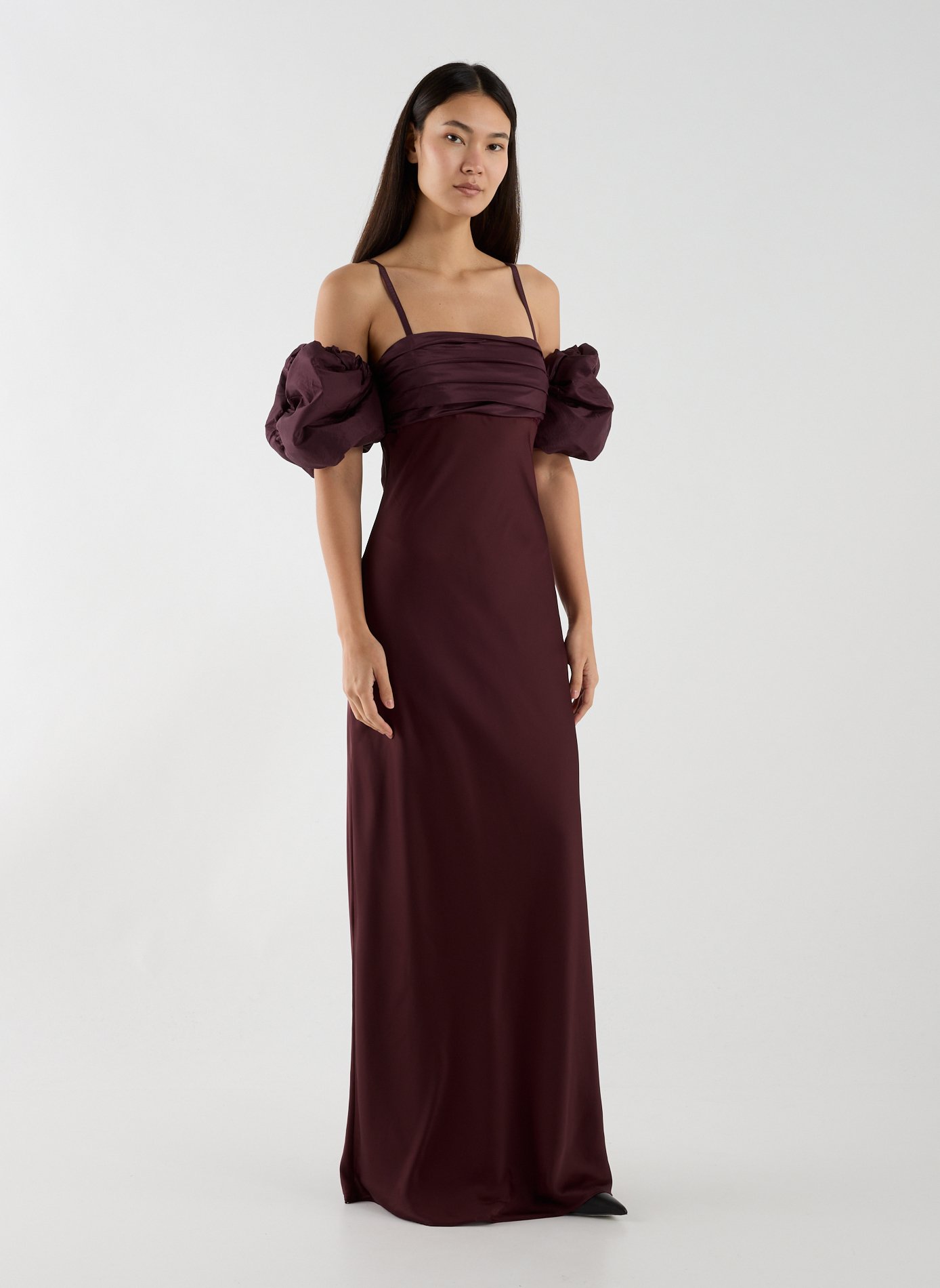 Robe longue à manches bouffantes ROTATE Rouge