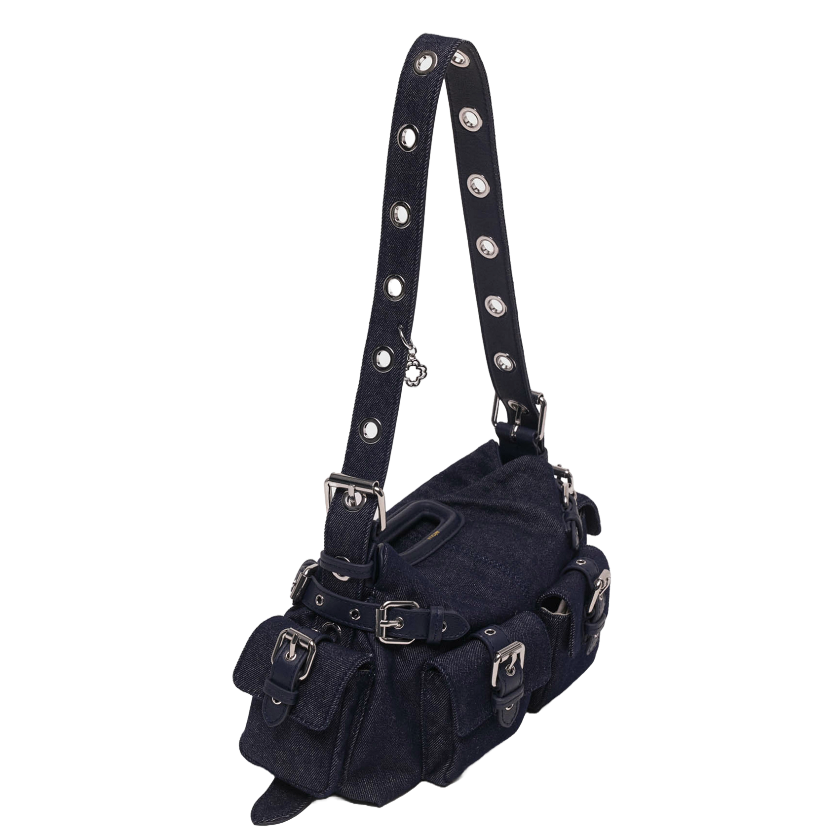 Sac bandoulière à poches en denim miss m pockets MAJE Bleu