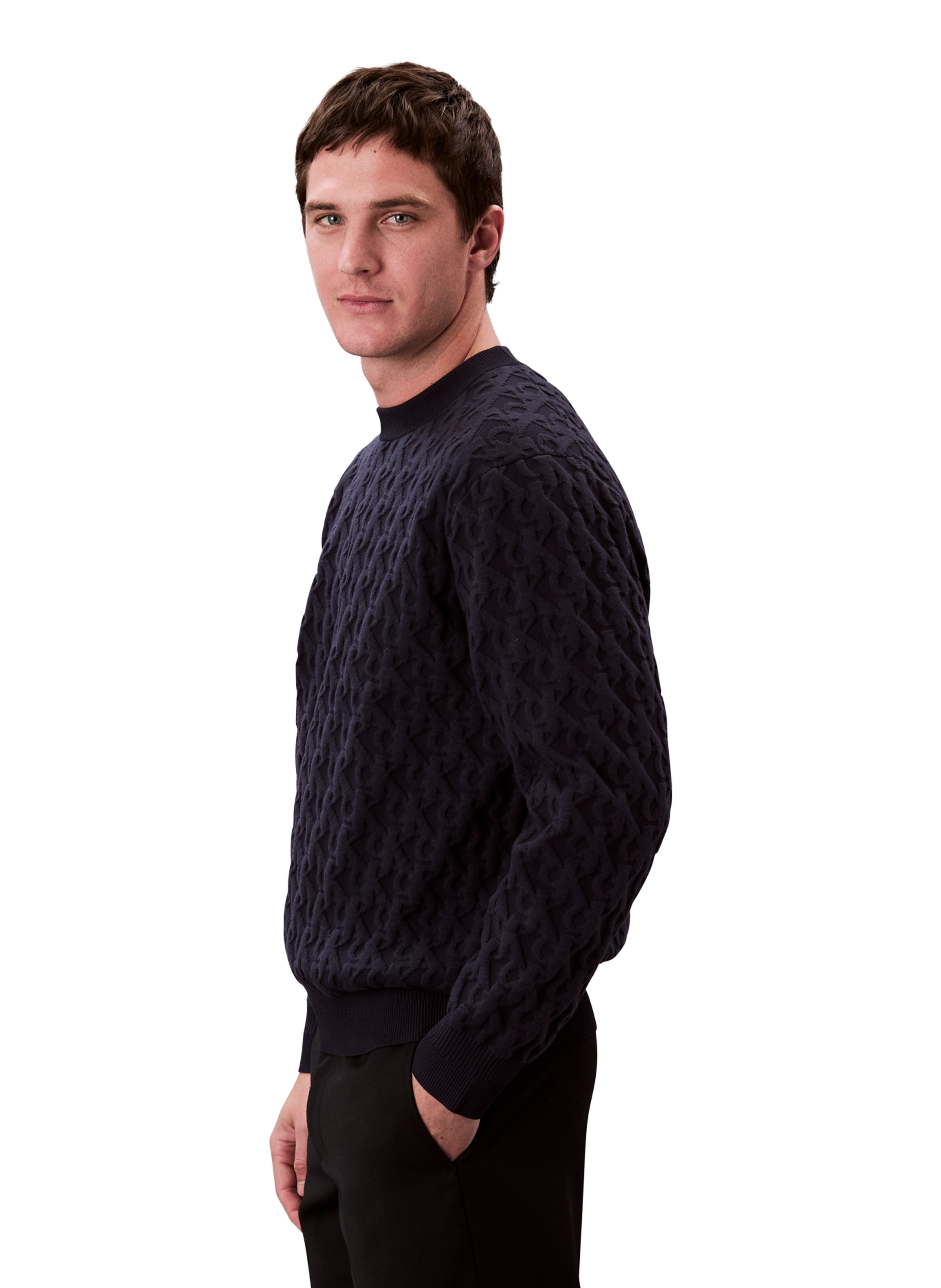 Textured monogram sweater CALVIN KLEIN Blue