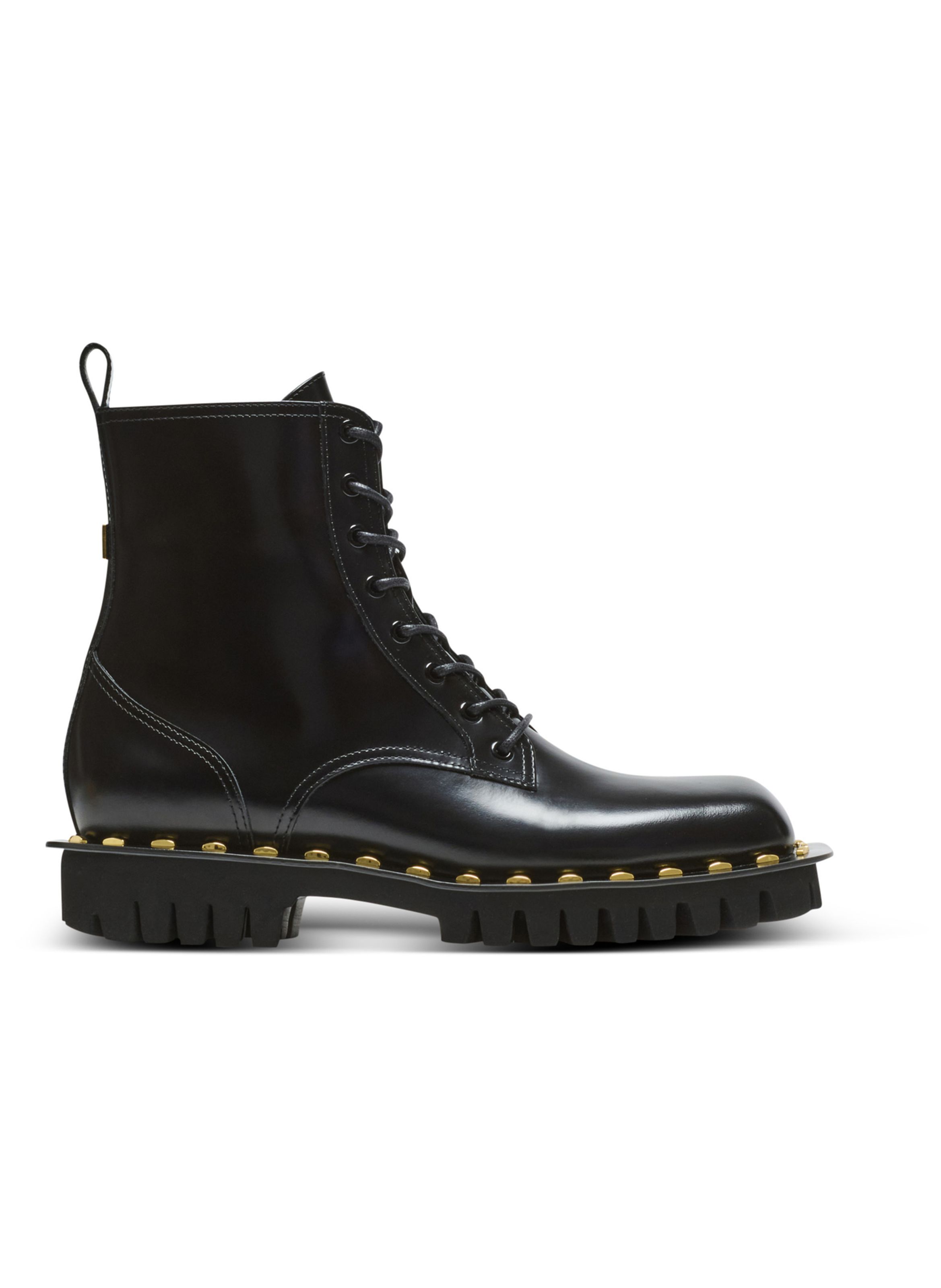 Boots ranger en cuir glacé BALMAIN Noir