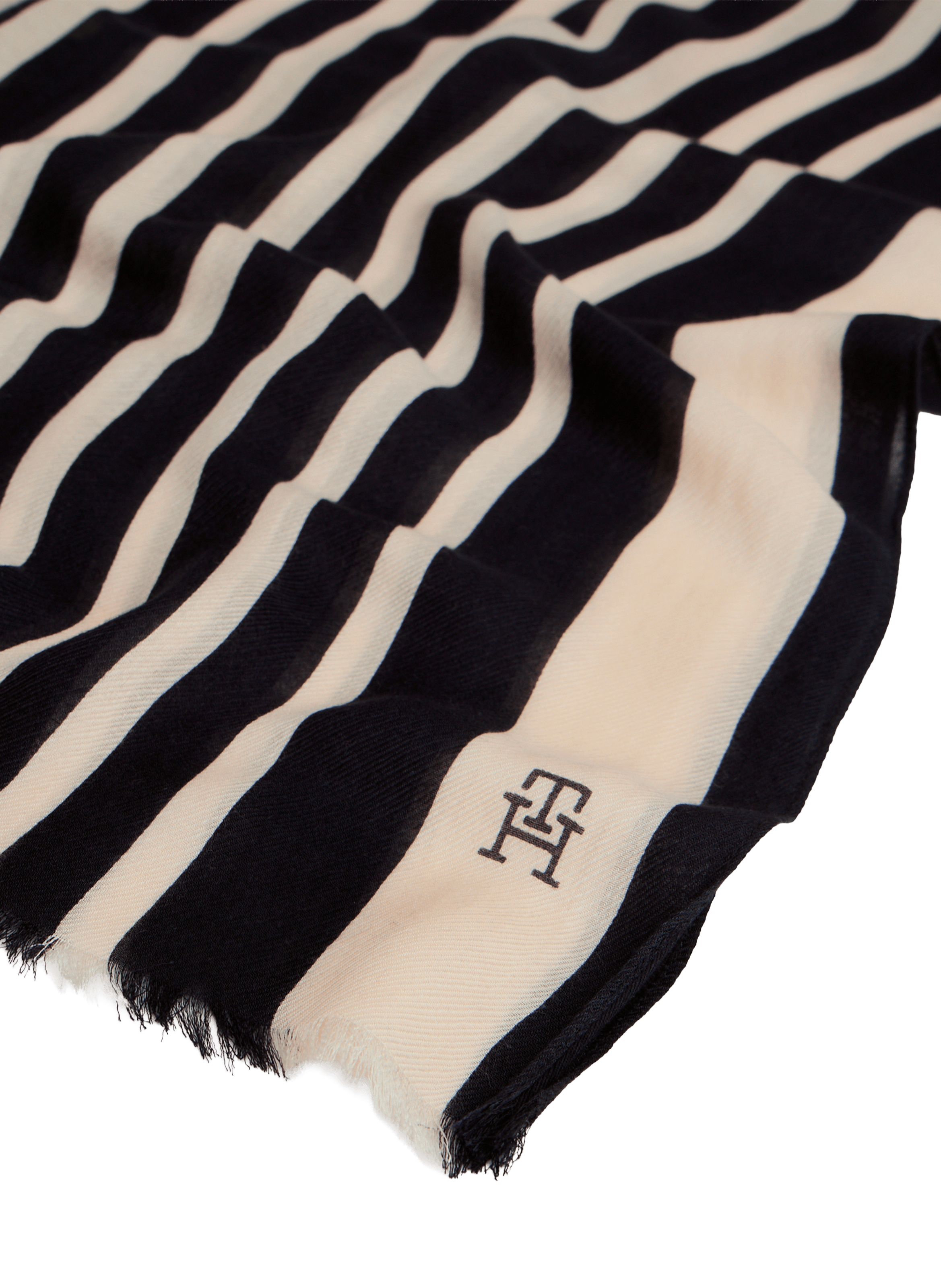 Striped blended cotton scarf TOMMY HILFIGER Blue