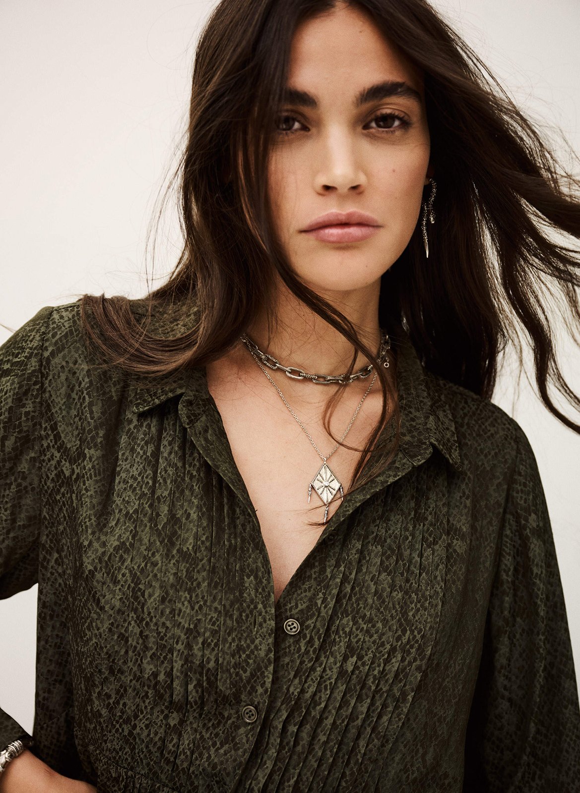 Chemise col classique riata BA&SH Kaki