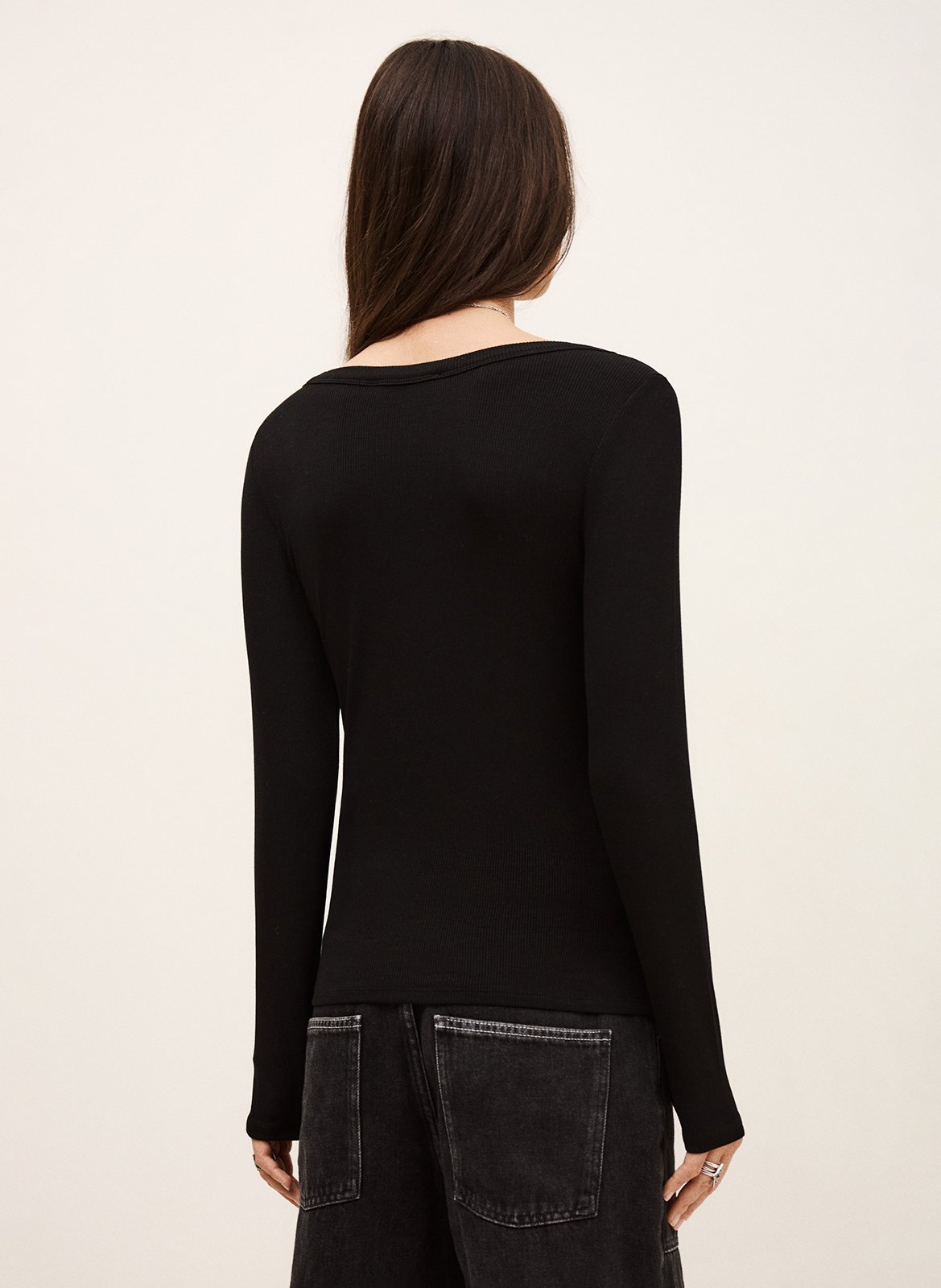 Tee-shirt manches longues côtelé uni luisa BA&SH Noir