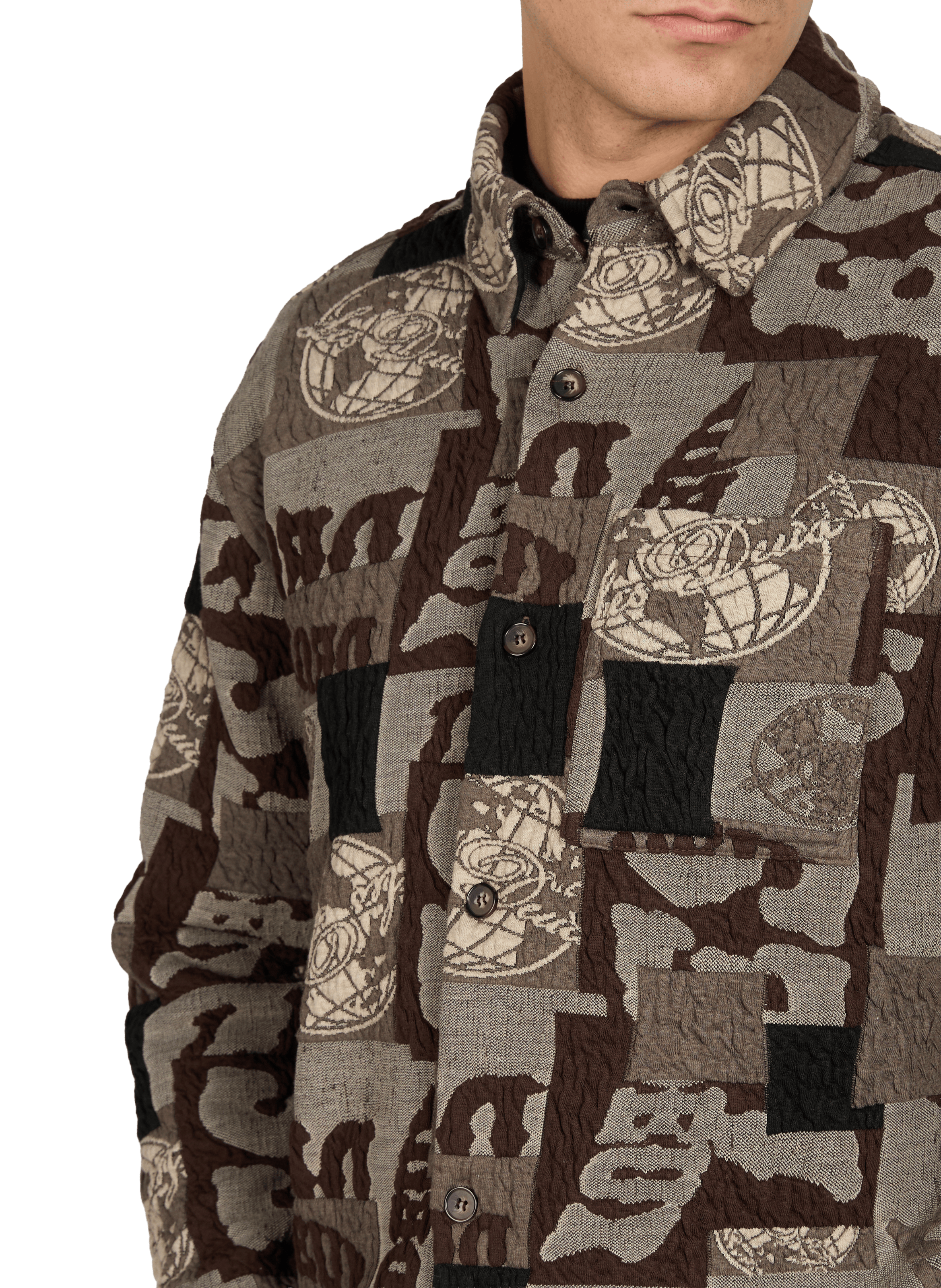 Veste Kaleb patchwork en jacquard LES DEUX Marron