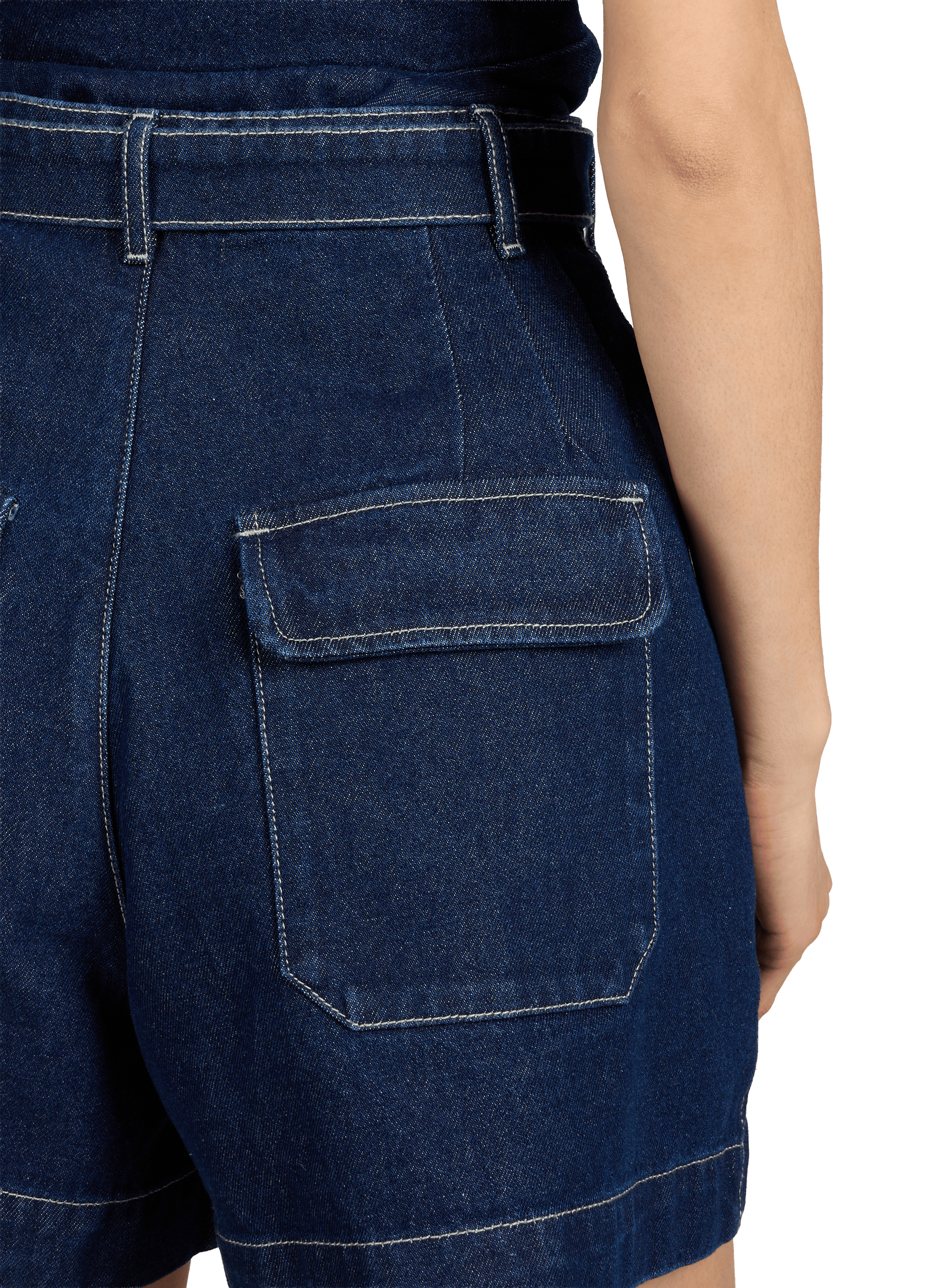 Short denim en coton MARQUES ALMEIDA Bleu