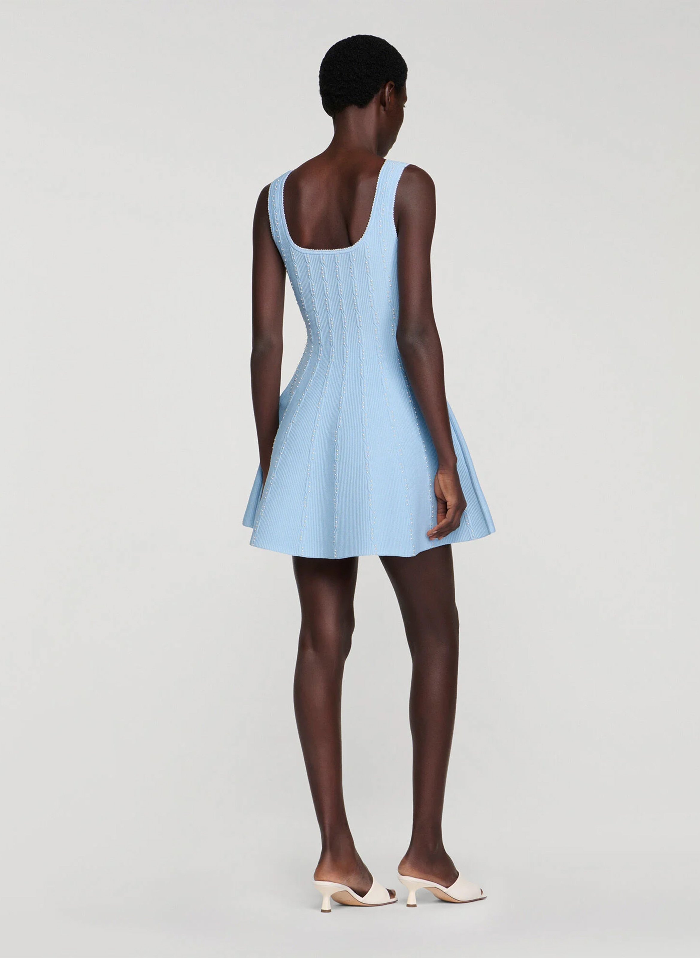 Robe courte en maille SANDRO Bleu