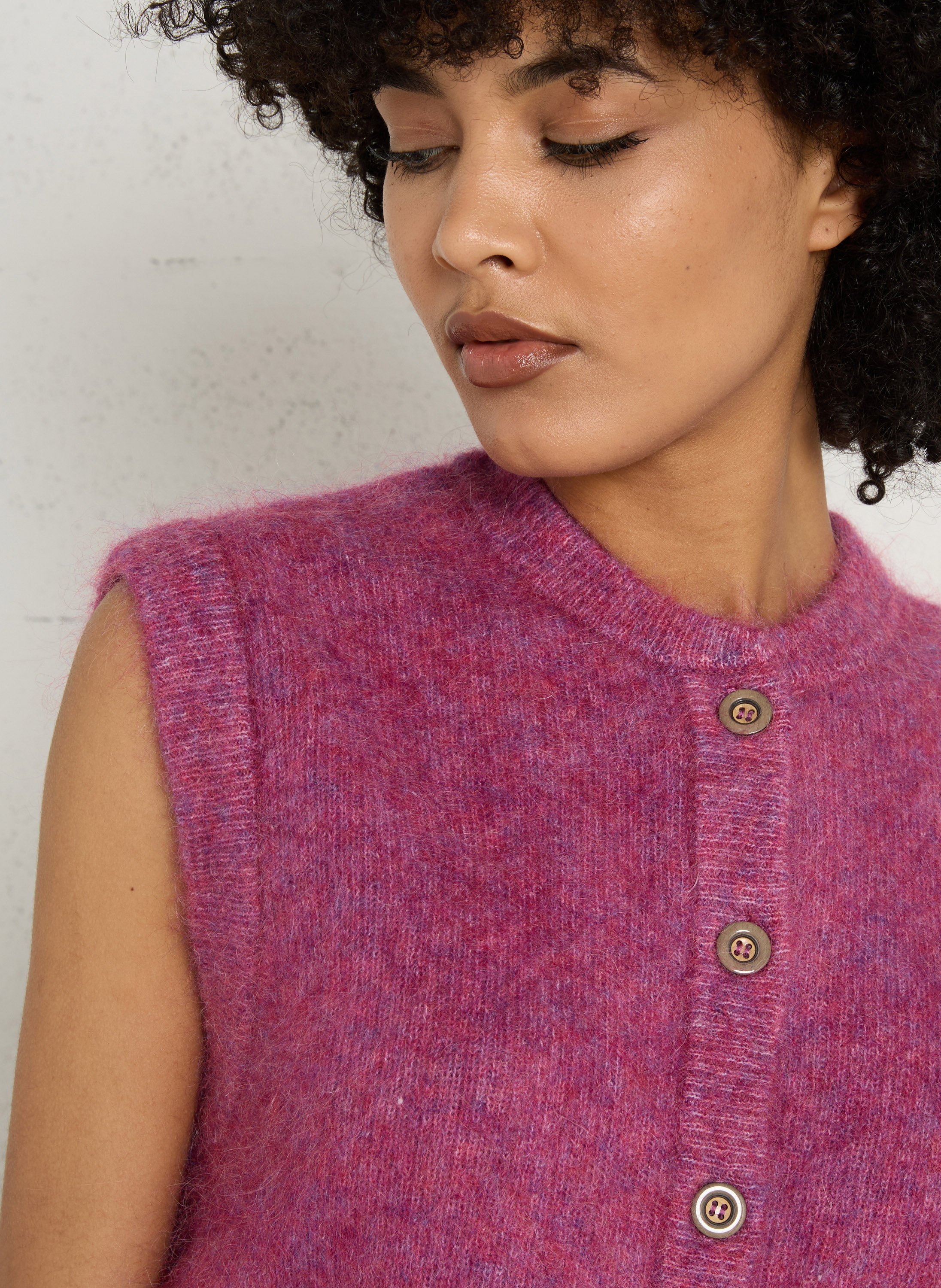 Gilet sans manches ample col rond en mohair mélangé Loulou MAISON 123 Violet