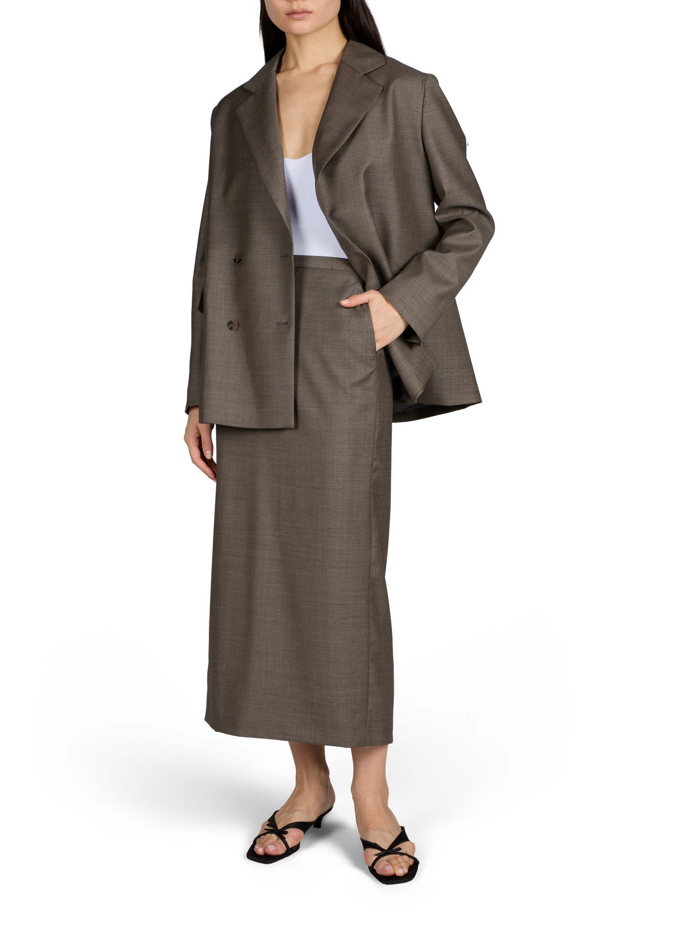 Jupe droite Cara en laine LOULOU DE SAISON Noir