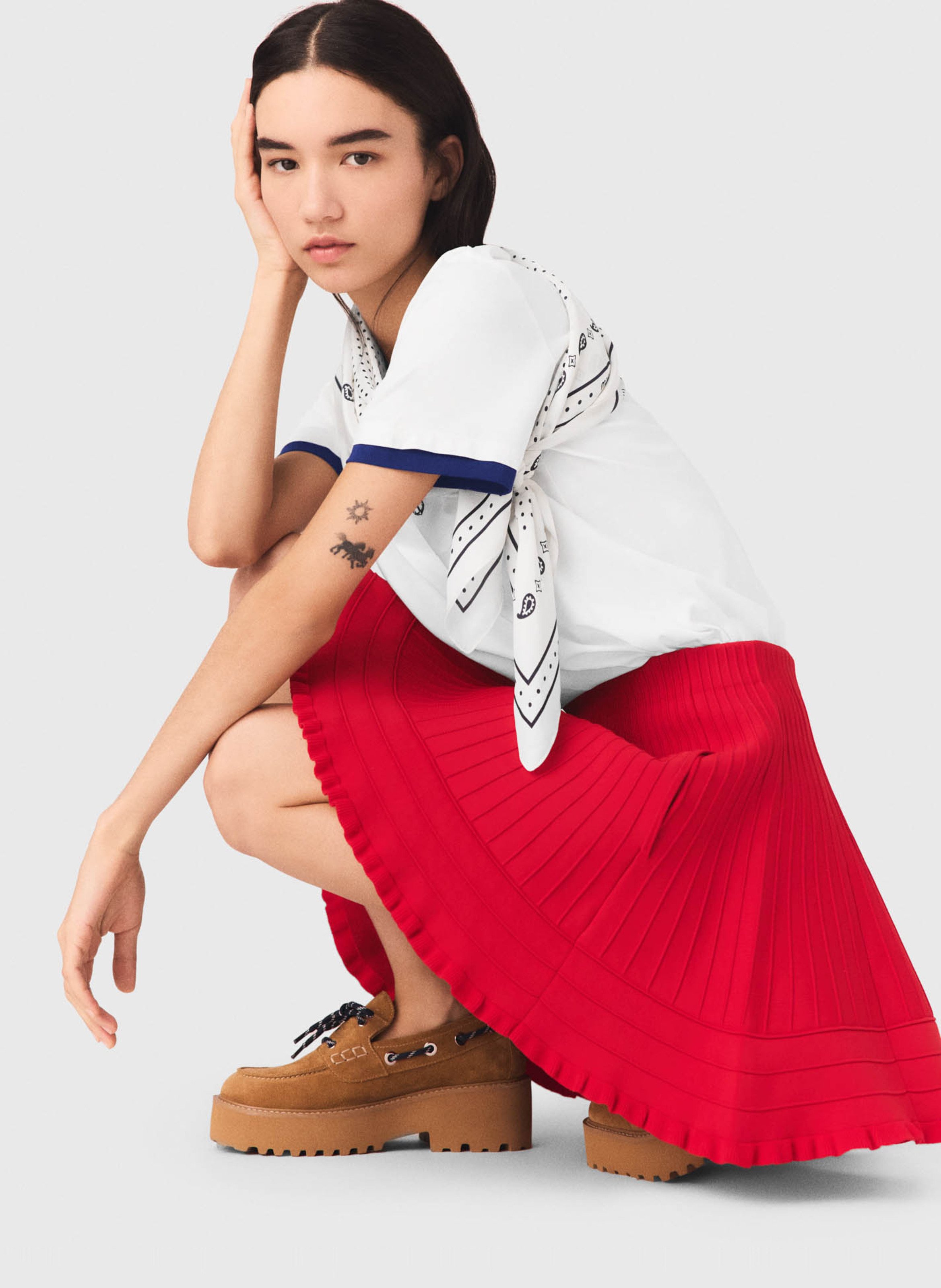 Jupe évasée courte MAJE Rouge